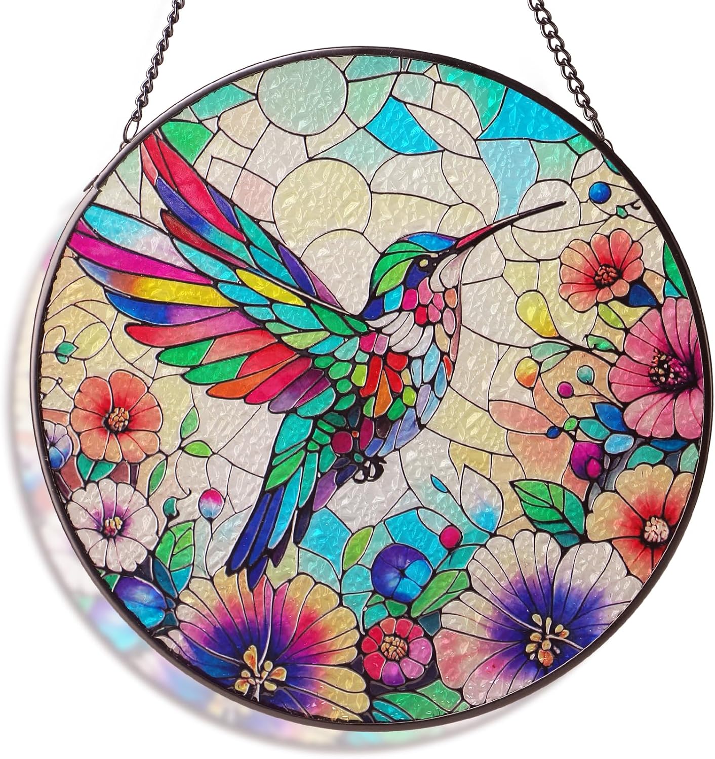 Suncatchers for Windows Hanging, with Colorful Colors Lifelike Design,8 Inches Hummingbird Stained Glass Window Hanging Perfect for Home Decor, Hummingbird Suncatcher Gifts for Mom,Bird Lovers