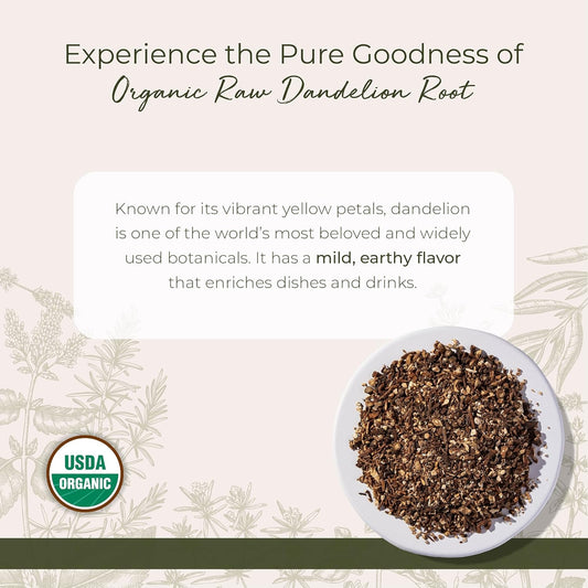 Starwest Botanicals Organic Raw Dandelion Root - Loose Leaf Herbal Tea, Cut & Sifted, Certified Kosher, Non-GMO, Caffeine-Free - 4 oz Pouch