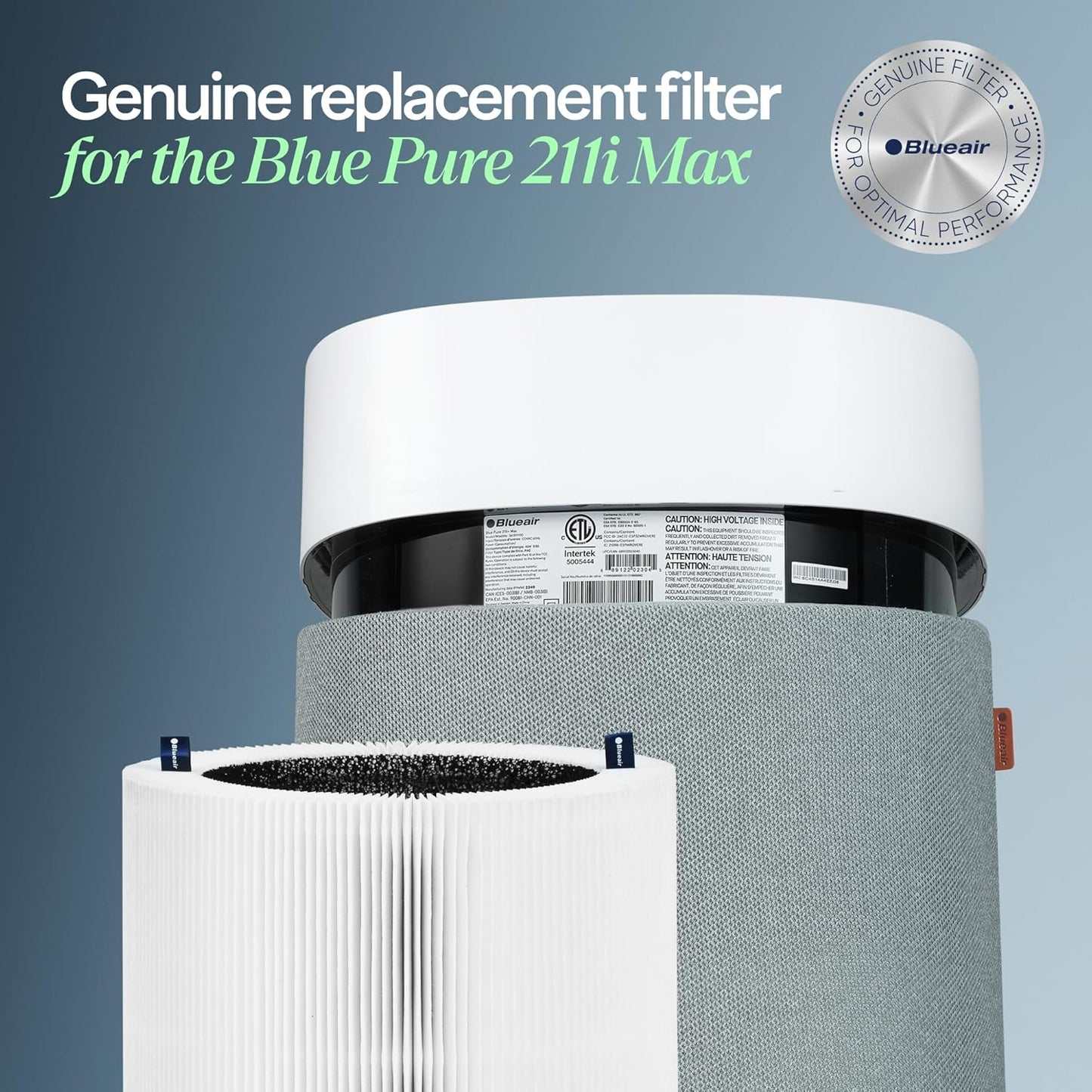 BLUEAIR Genuine F2MAX Filter for Blue Pure 211i Max — HEPASilent Technology, Particle + Carbon, Fits 211i Max Only (Not 211+ or 211+ Auto)