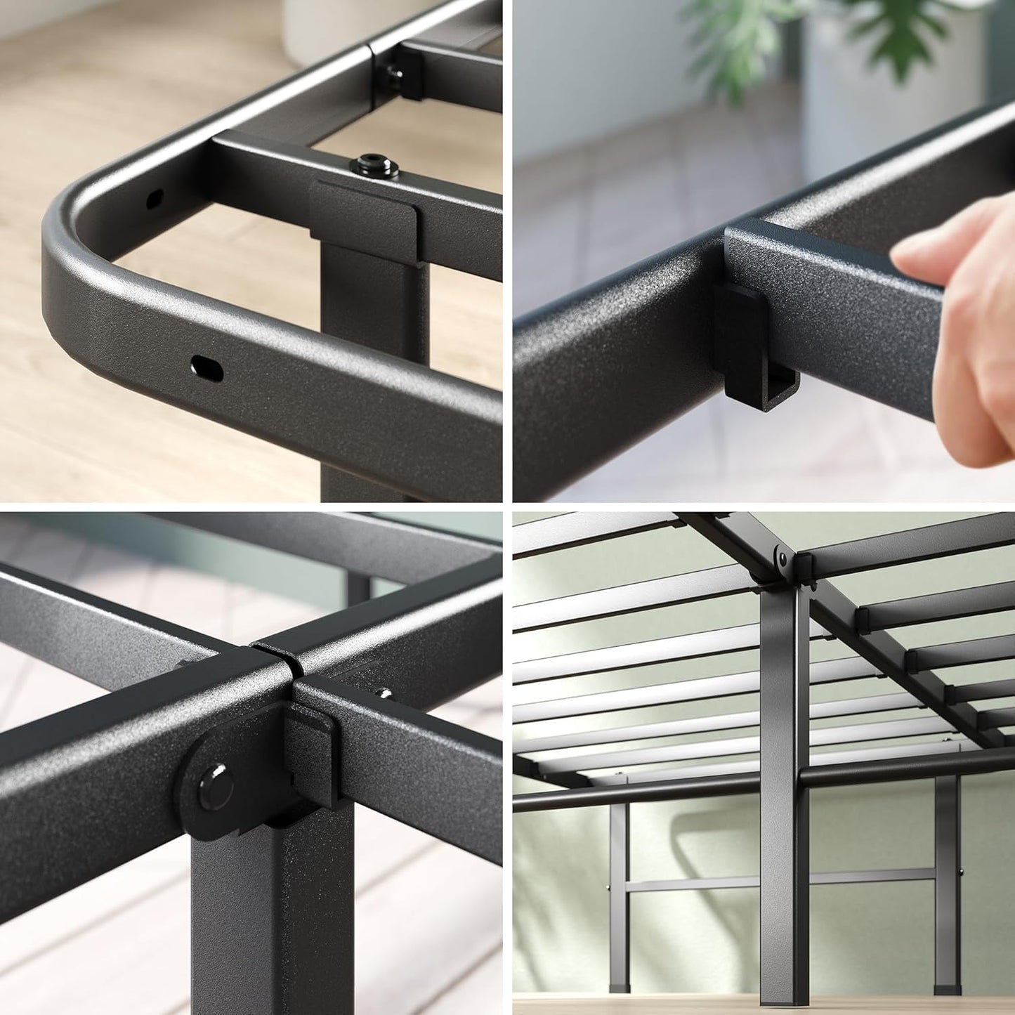 Zinus Rumi 14in Queen Metal Bed Frame, Quick Assembly SmartBase® Mattress Foundation, Heavy Duty Sturdy Steel with No Box Spring Needed, Eco-Friendly Packaging, Black