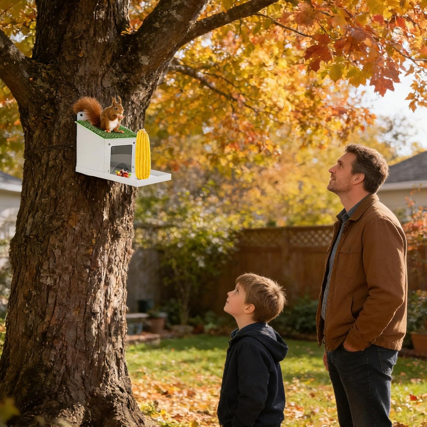 Squirrel Feeder House,with Lid Metal Rustproof Waterproof Easy Filling | Outside Chipmunk Feeder Box - for Garden Yard Farm Pathway Lawn Grassland Porch
