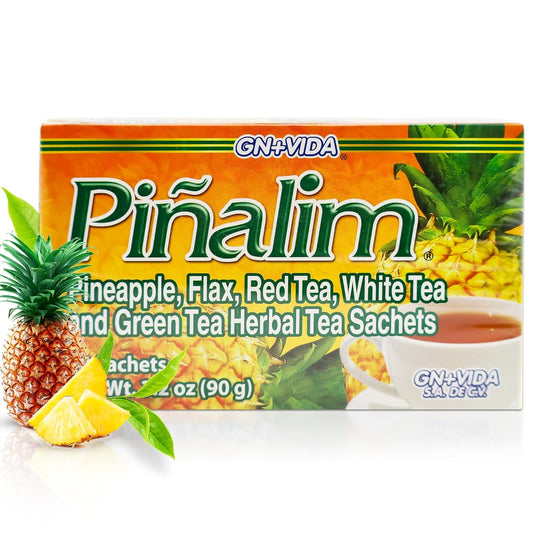 GN + VIDA Pinalim Tea | 홍차, 녹차, 백차 및 세나 잎이 함유된 파인애플 기반 차 | 티백 30개