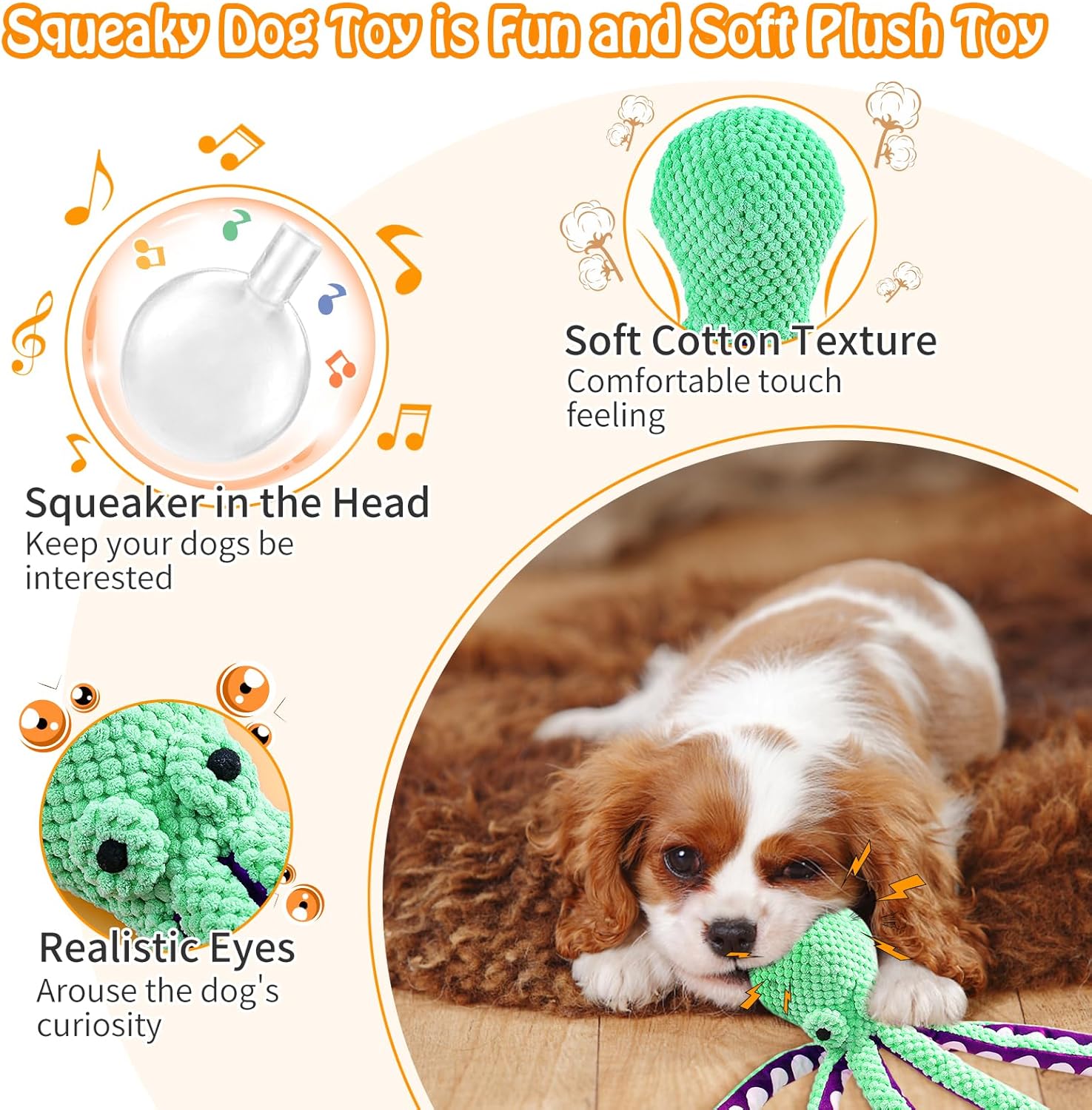 Large Squeaky Dog Toys- Plush Dog Toys with Soft Fabric for Small, Med