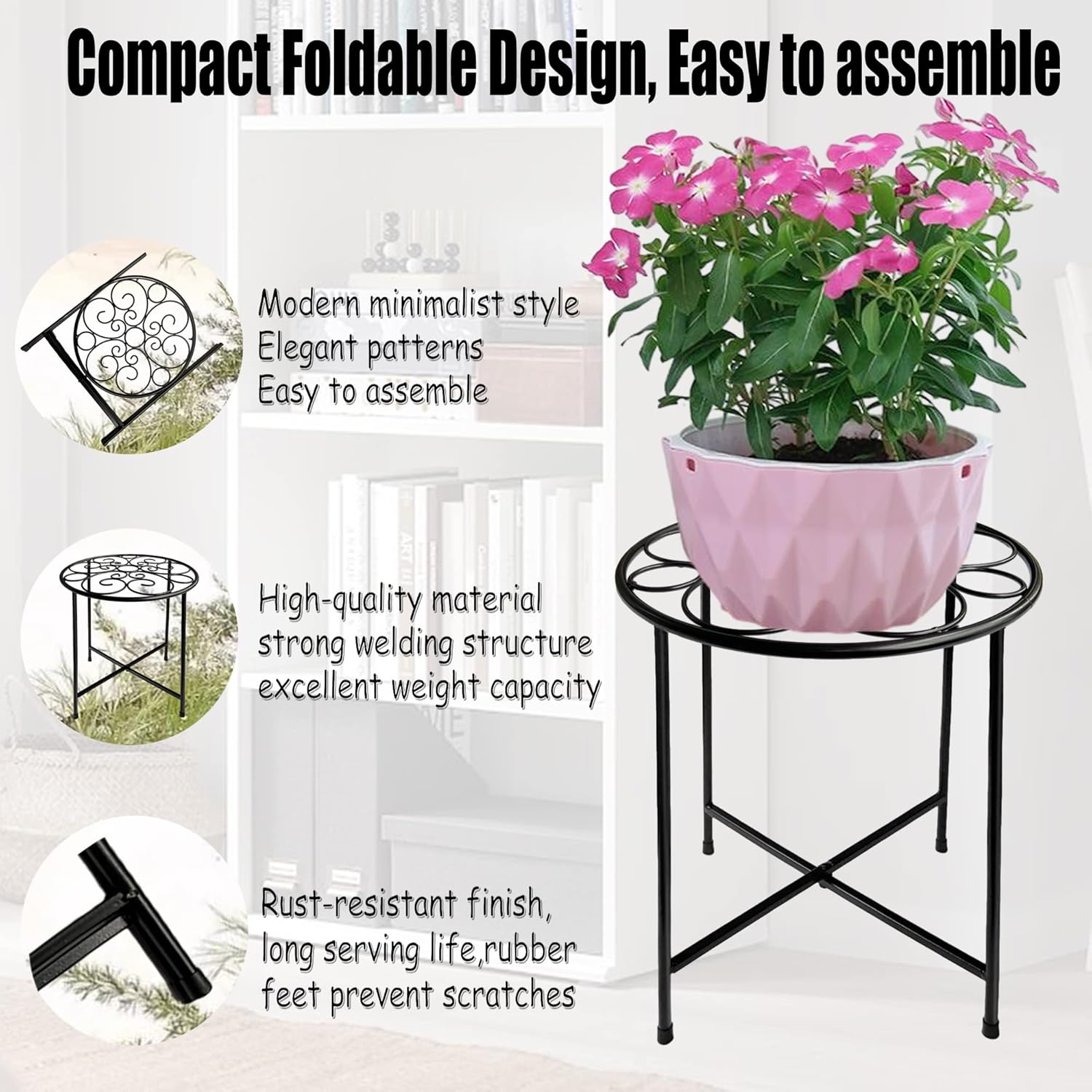 Plant Stand Outdoor Indoor 15'' Tall Set of 1, Retro Design Single Rus