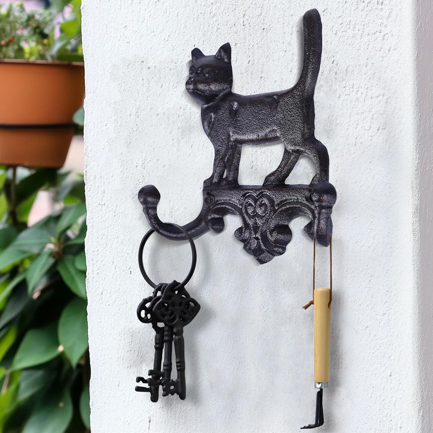 Cast Iron Cat Wall Mounted Hooks,for Wall Decorative Dog Family Key Ho
