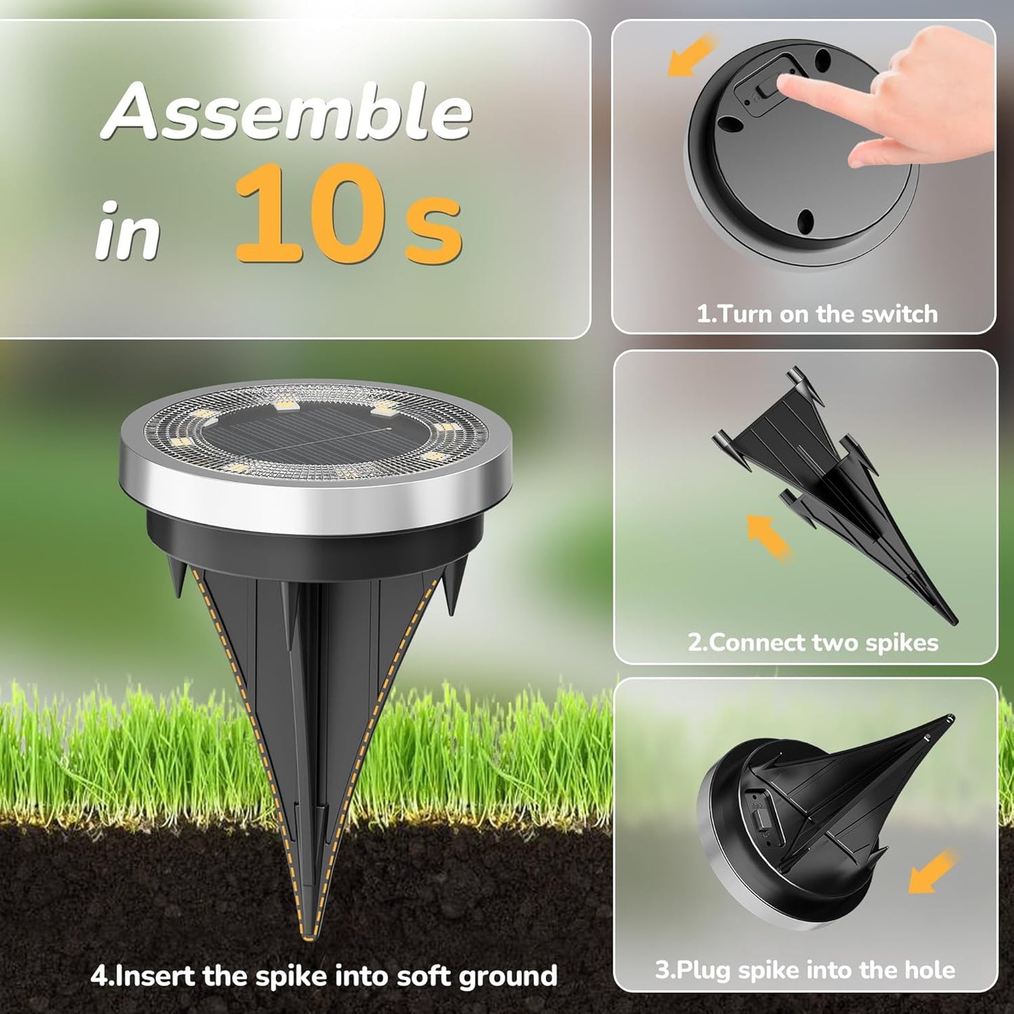 INCX Solar Ground Lights,16 Pack Solar Lights Outdoor Waterproof, Sola