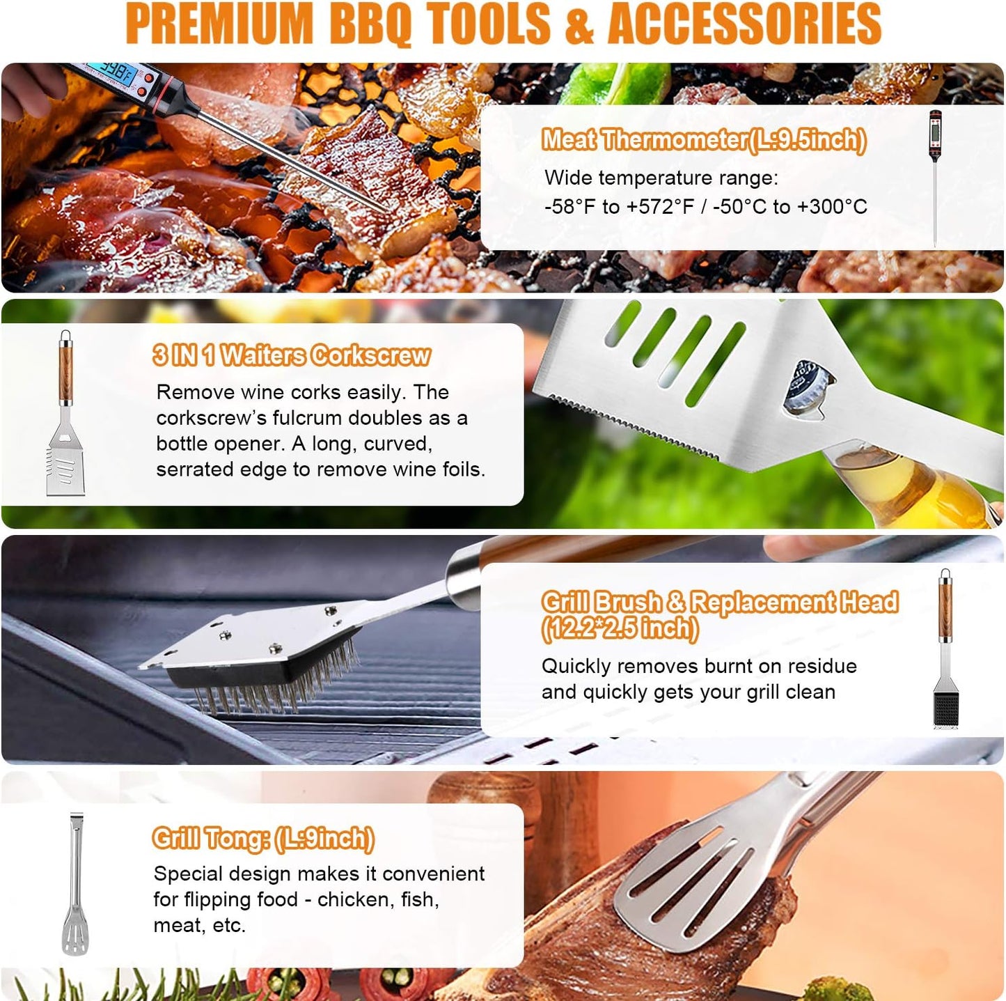BBQ Grill Accessories Set, 38Pcs Stainless Steel Grill Tools Grilling 
