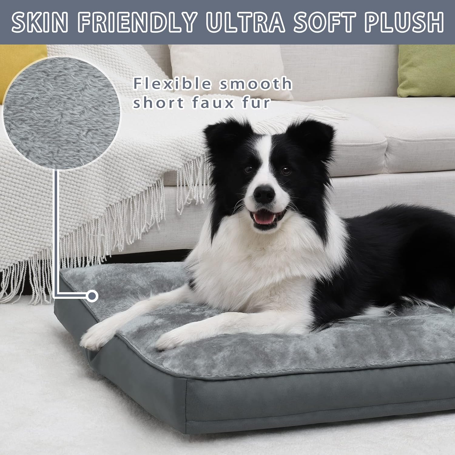 Dog Crate Bed Waterproof Deluxe Plush Dog Beds with Removable Washable