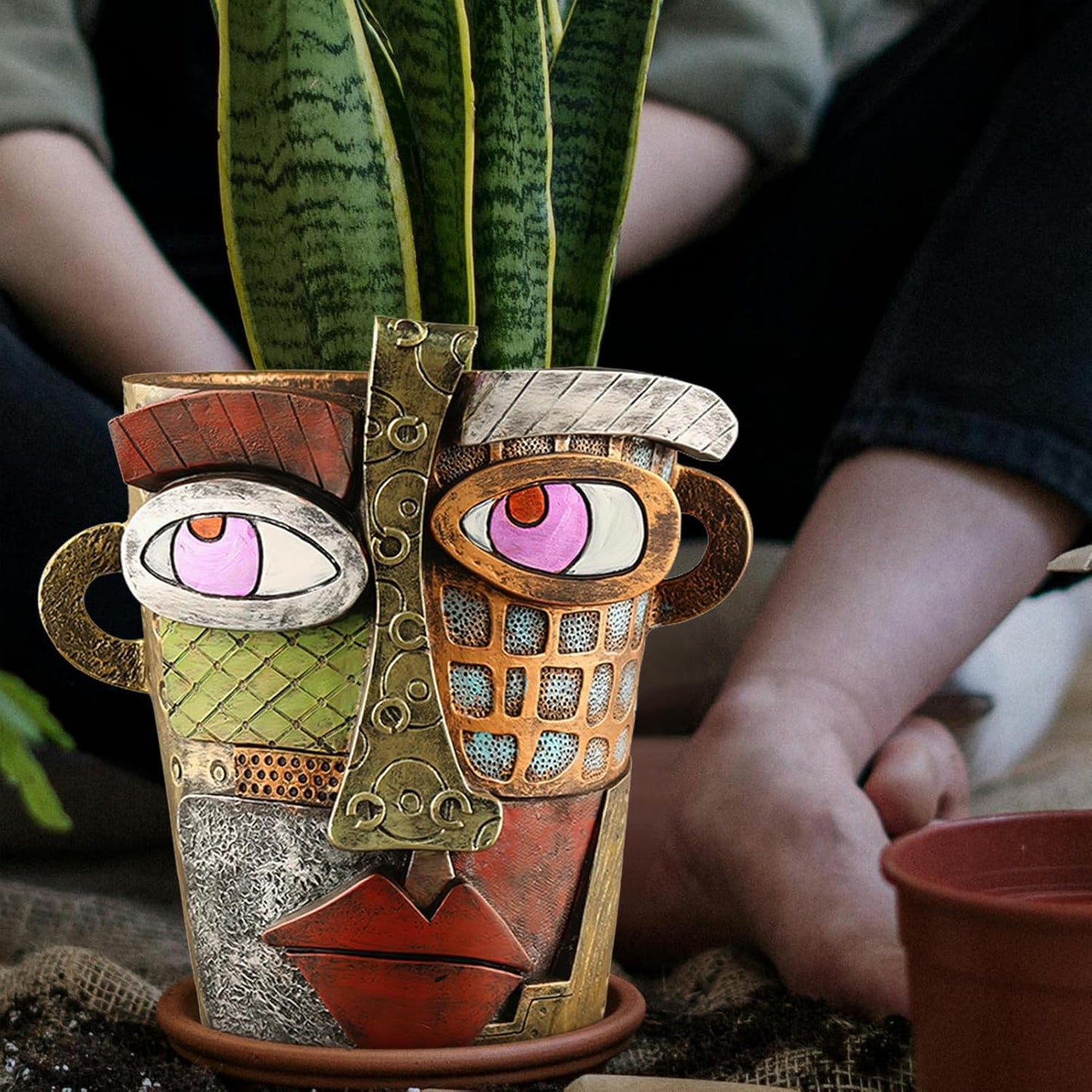 Abstract Face Planters Pots Head,Unique Head Planter for Indoor Plants
