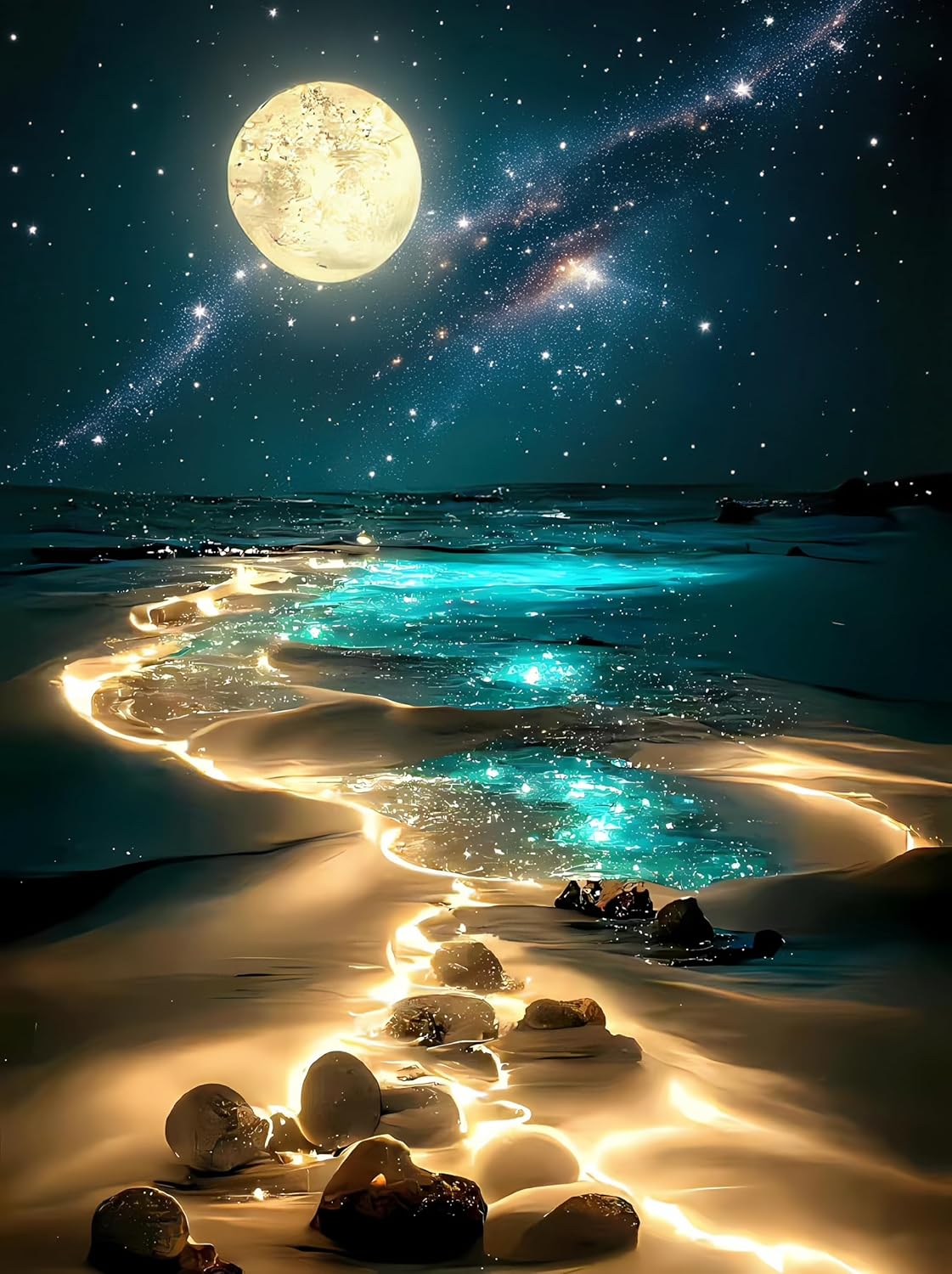 Moonlight Jigsaw Puzzles for Adults 1000 Pieces, Sparkling Beach Natur