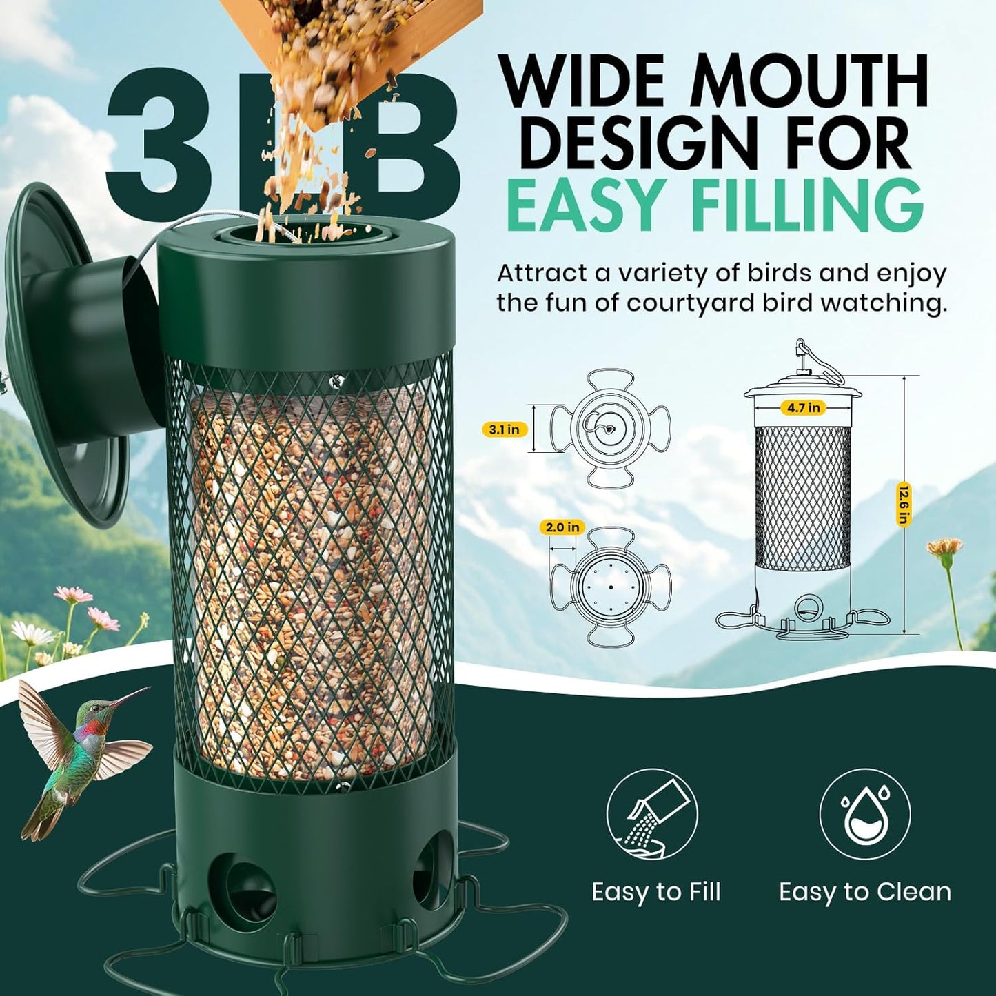 Metal Squirrel Proof Bird Feeders for Outdoors Hanging,Weight-Activate