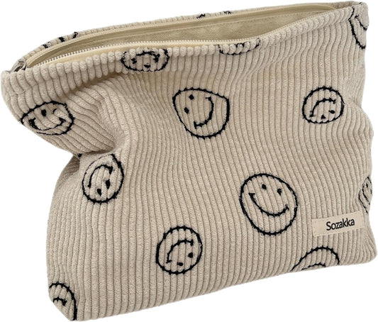 Cosmetic Bags for Women - Corduroy Cosmetic Bag Aesthetic Women Handba