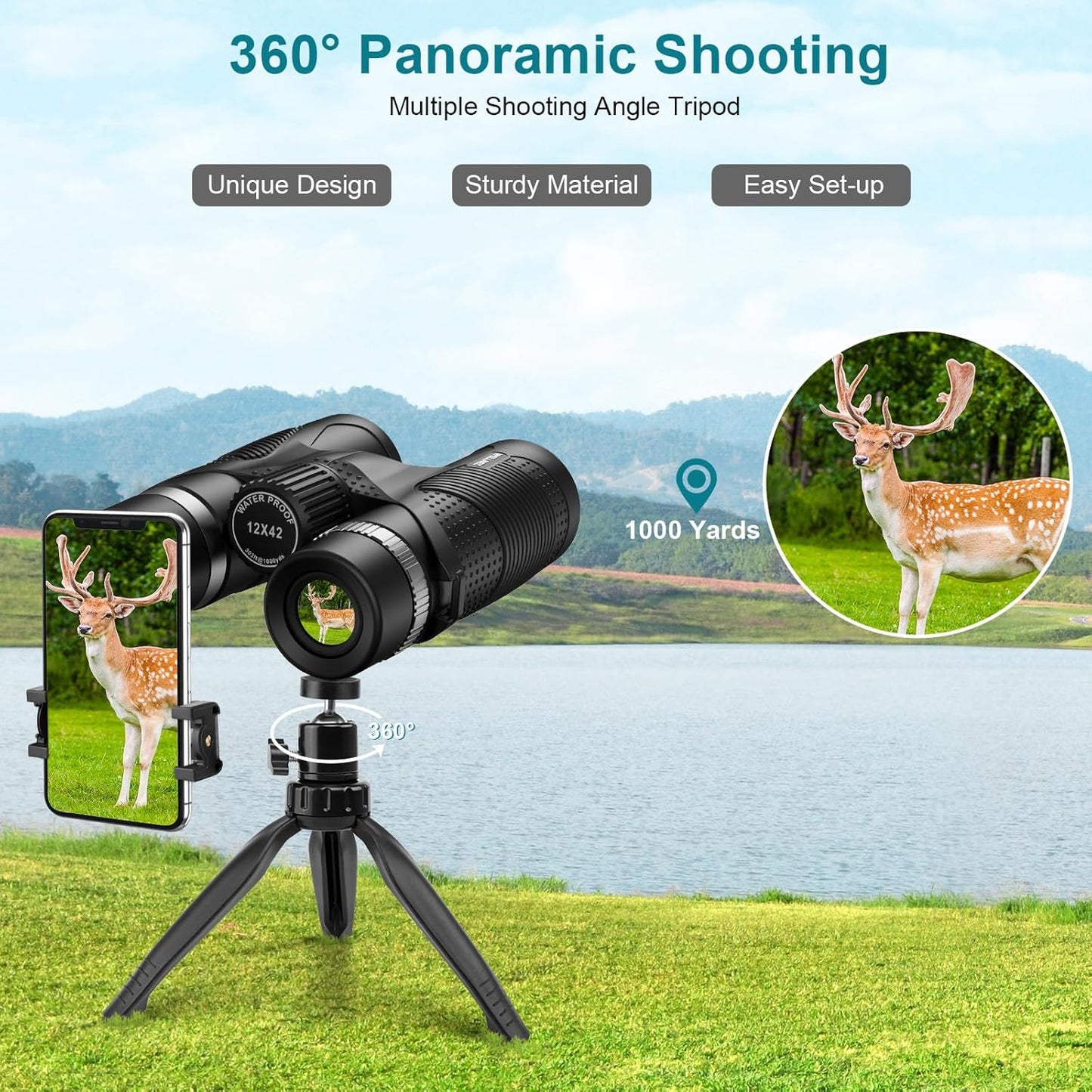 Binoculars for Adults Hunting Bird Watching - WELLNEC 12x42 HD 367/100