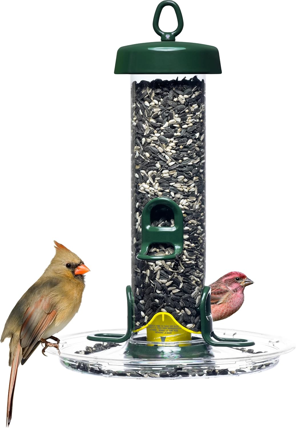Brome Tube 150 Wild Bird Feeder, Metal, 4 Seed Ports, 2.6 lb Capacity, Extra-Wide Perches, Easy to Fill & Clean, Pole-Mountable, Seed Tray Available