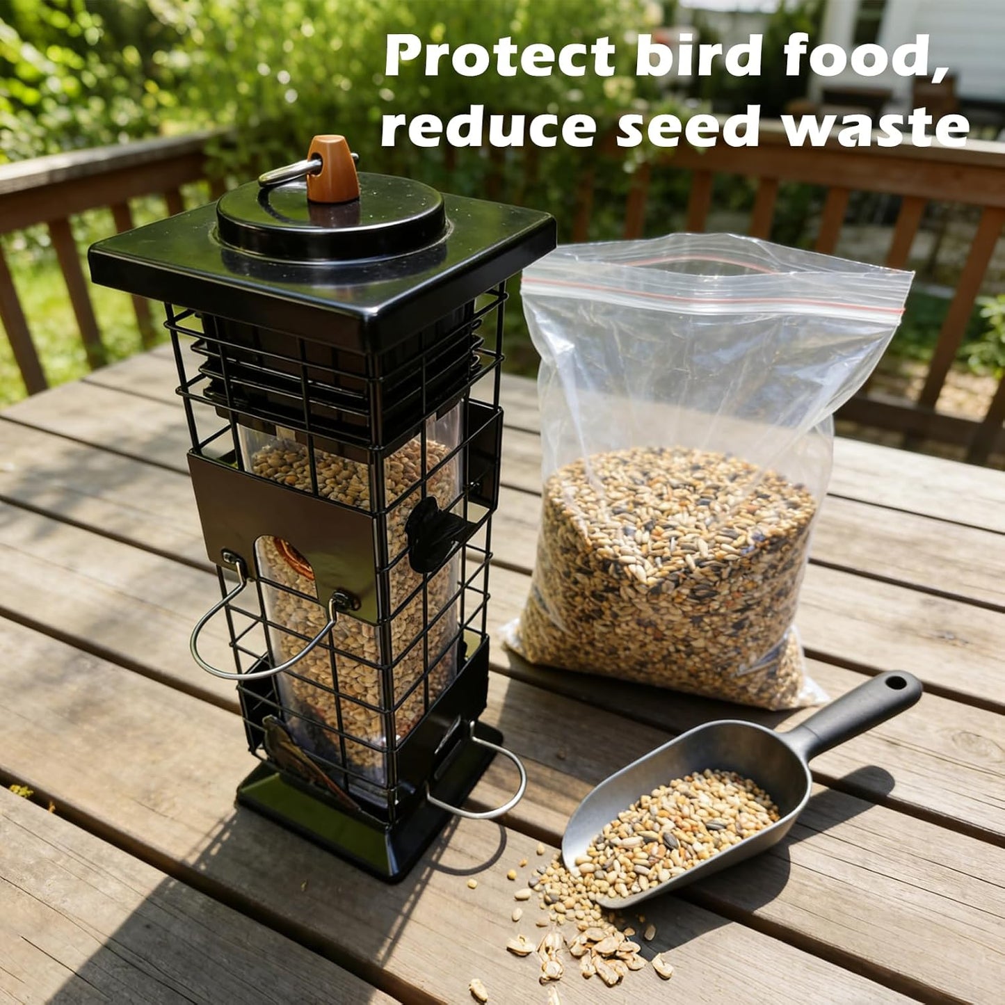 Squirrel Proof Bird Feeders for Outdoors Hanging, Metal Wild Bird Feeder with 4 Feeding Ports | 2.5 LB Capacity, Weather-Resistant for Year-Round Use,Dark Grey