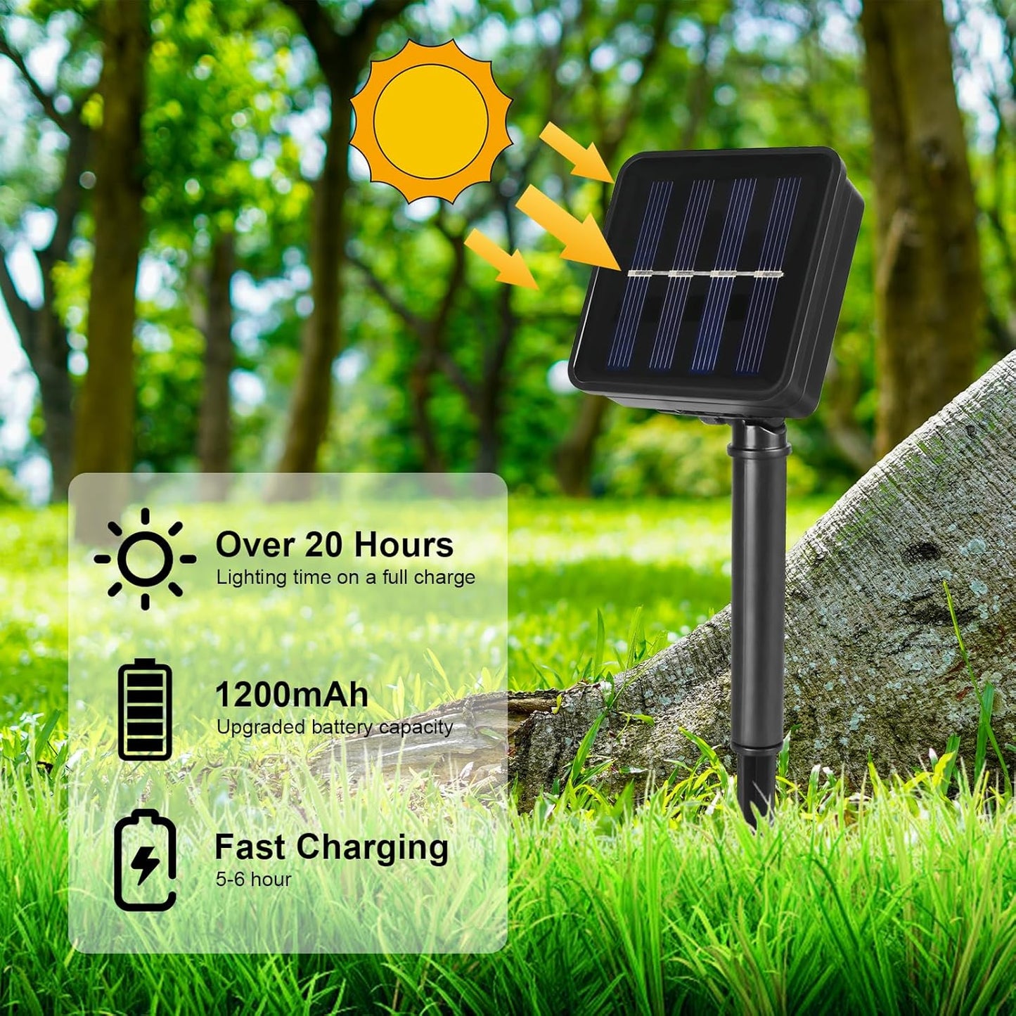 Total 66FT 200LED Solar Rope Lights Outdoor Waterproof, White Solar Powered Fairy Lights with 8 Modes, Flexible Solar String Lights for Garden, Patio, Camping, Christmas Decor-2 Pack