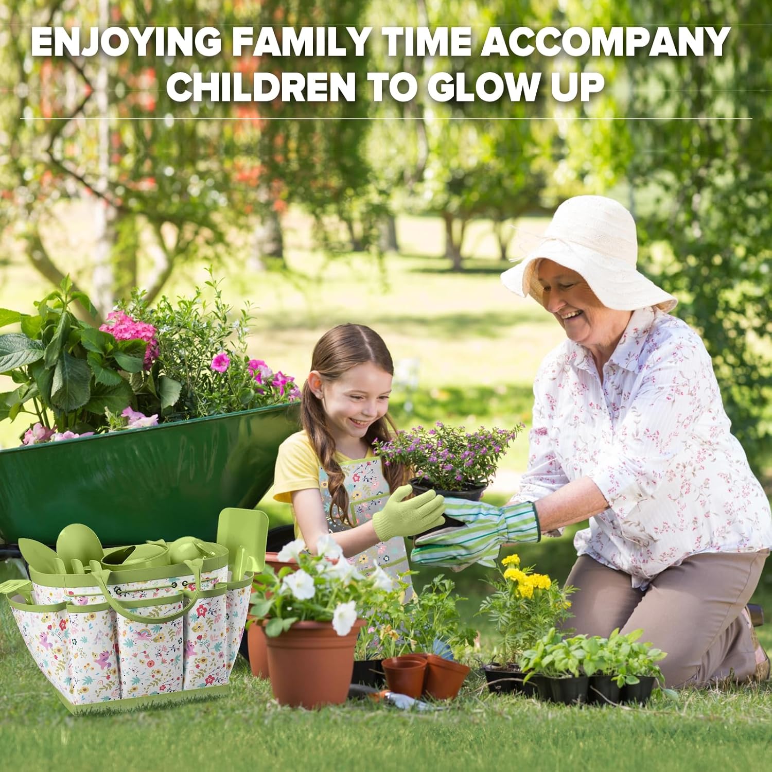 Kids Gardening Set 14Pcs Gardening Tools for Kids with Tote Bag,Wateri