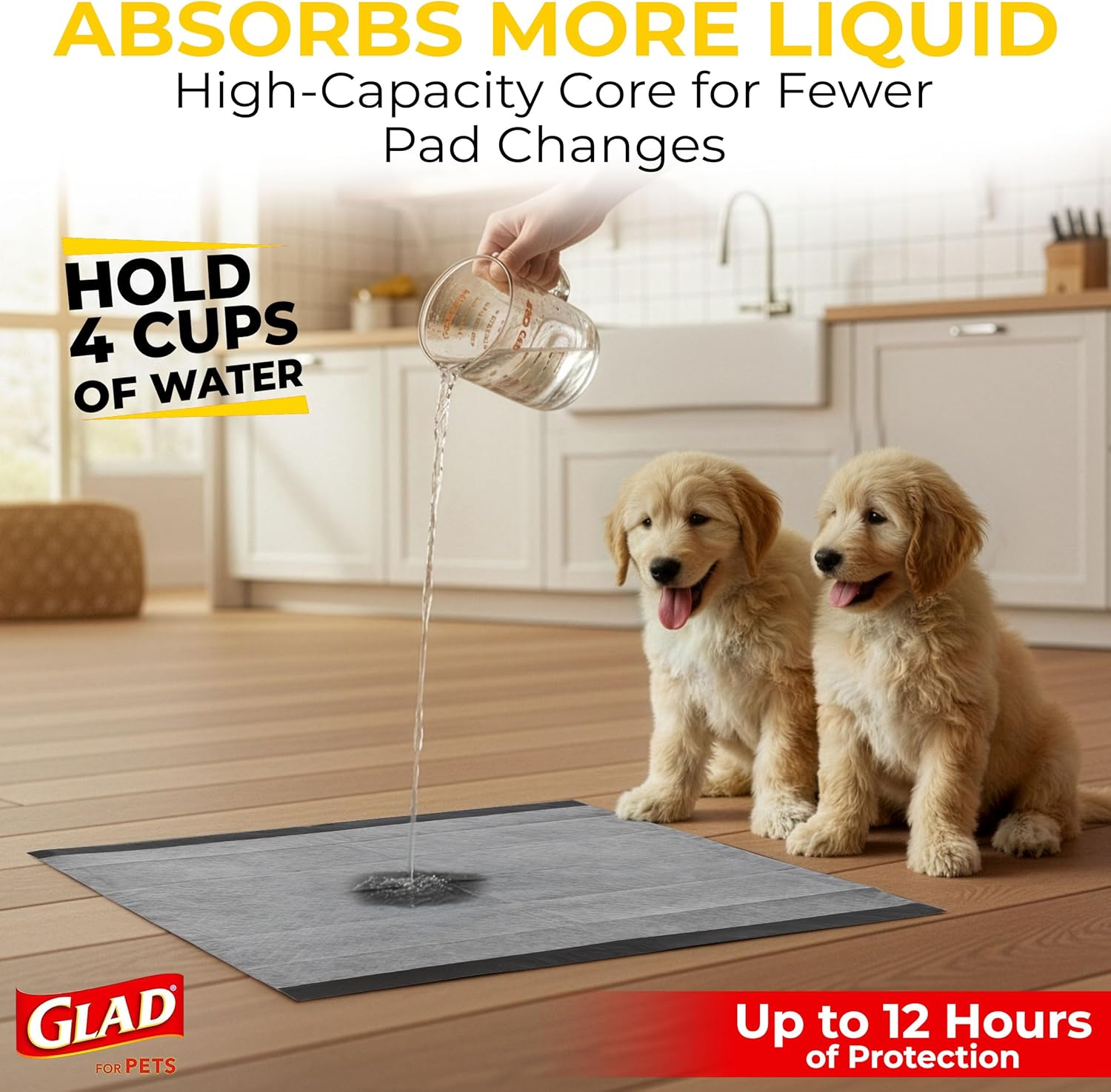 Glad for Pets Black Charcoal Puppy Pads - Super Absorbent Disposable D