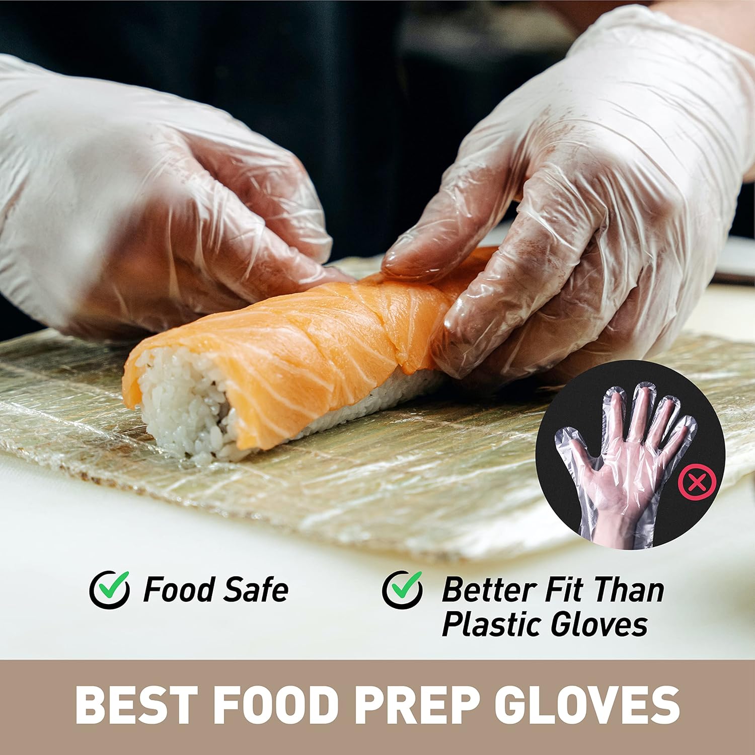 OKIAAS Disposable Gloves M, Food Safe | Latex-Free and Powder-Free Cle