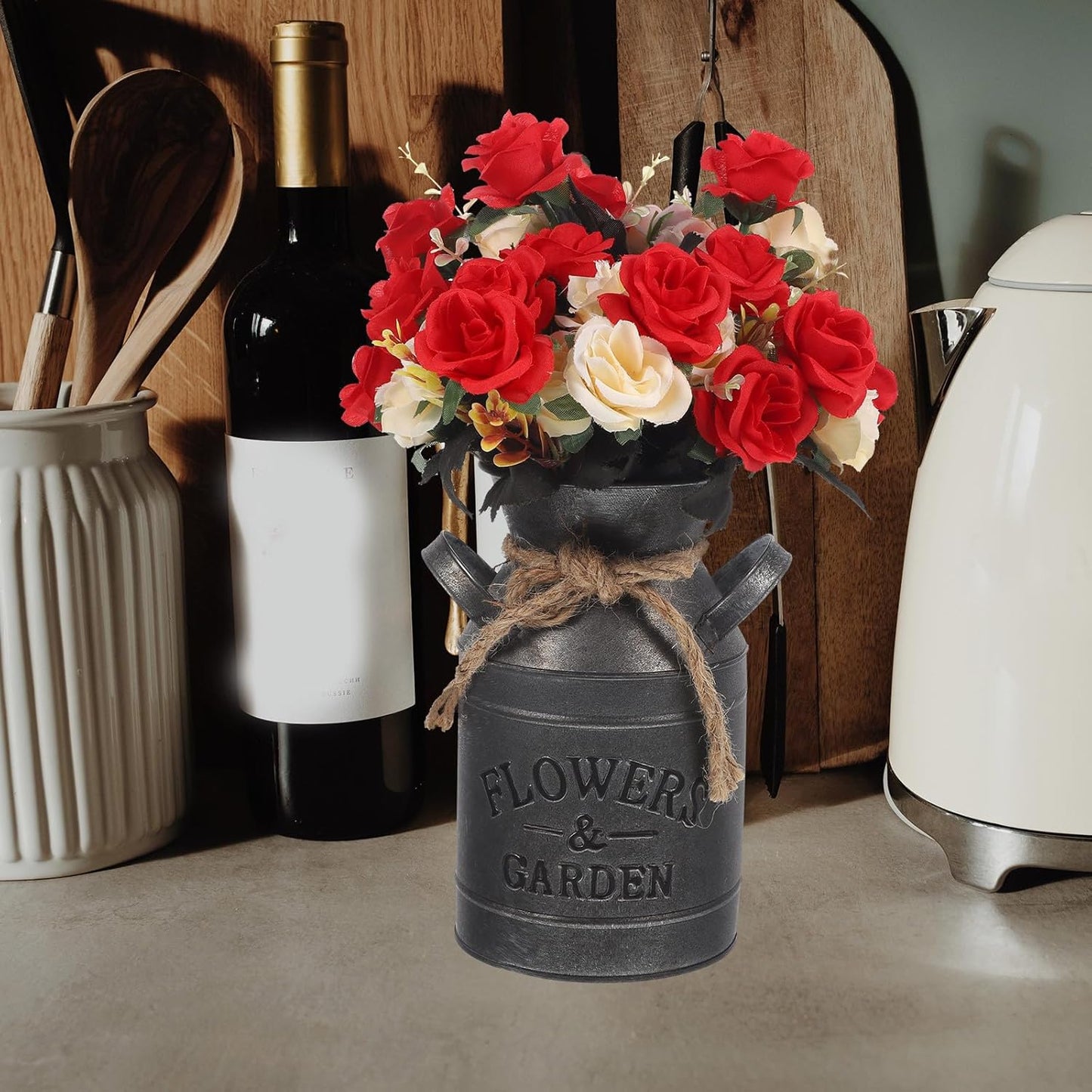 Vintage Milk Can Flower Vase 10x19x11.5cm Rustic Galvanized Iron Plant