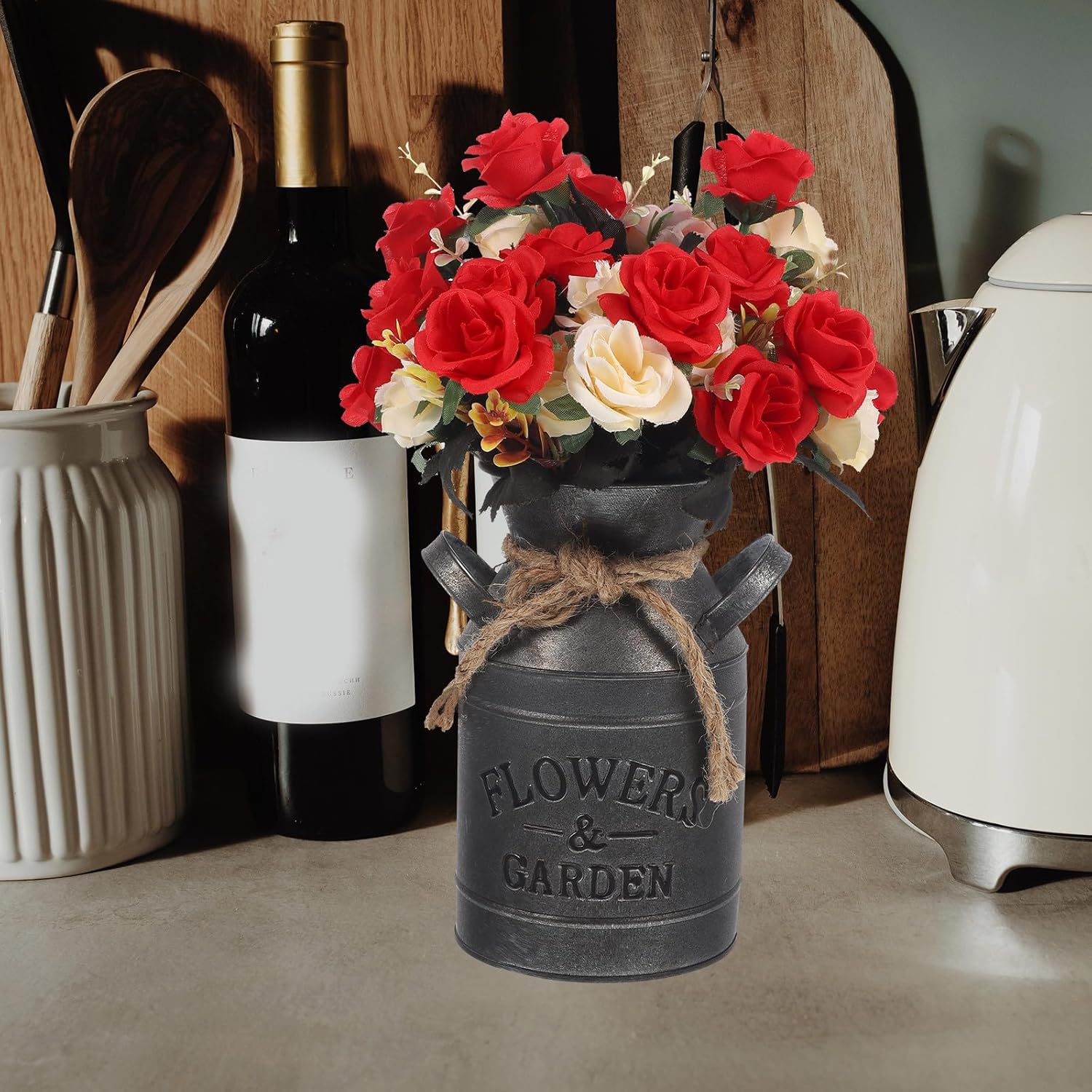 Vintage Milk Can Flower Vase 10x19x11.5cm Rustic Galvanized Iron Plant