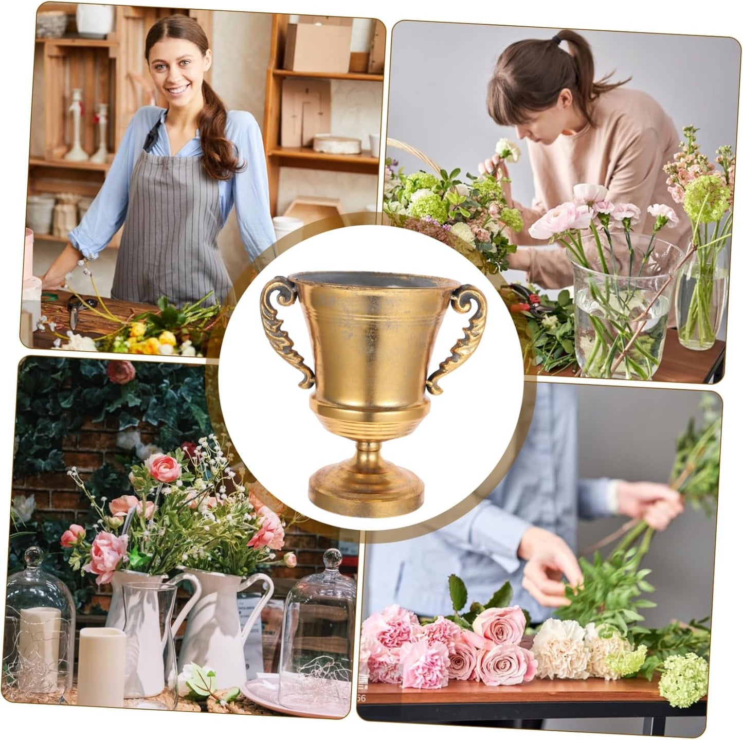 BESTOYARD Retro Metal Flowerpot for Floral Arrangements Elegant Indoor