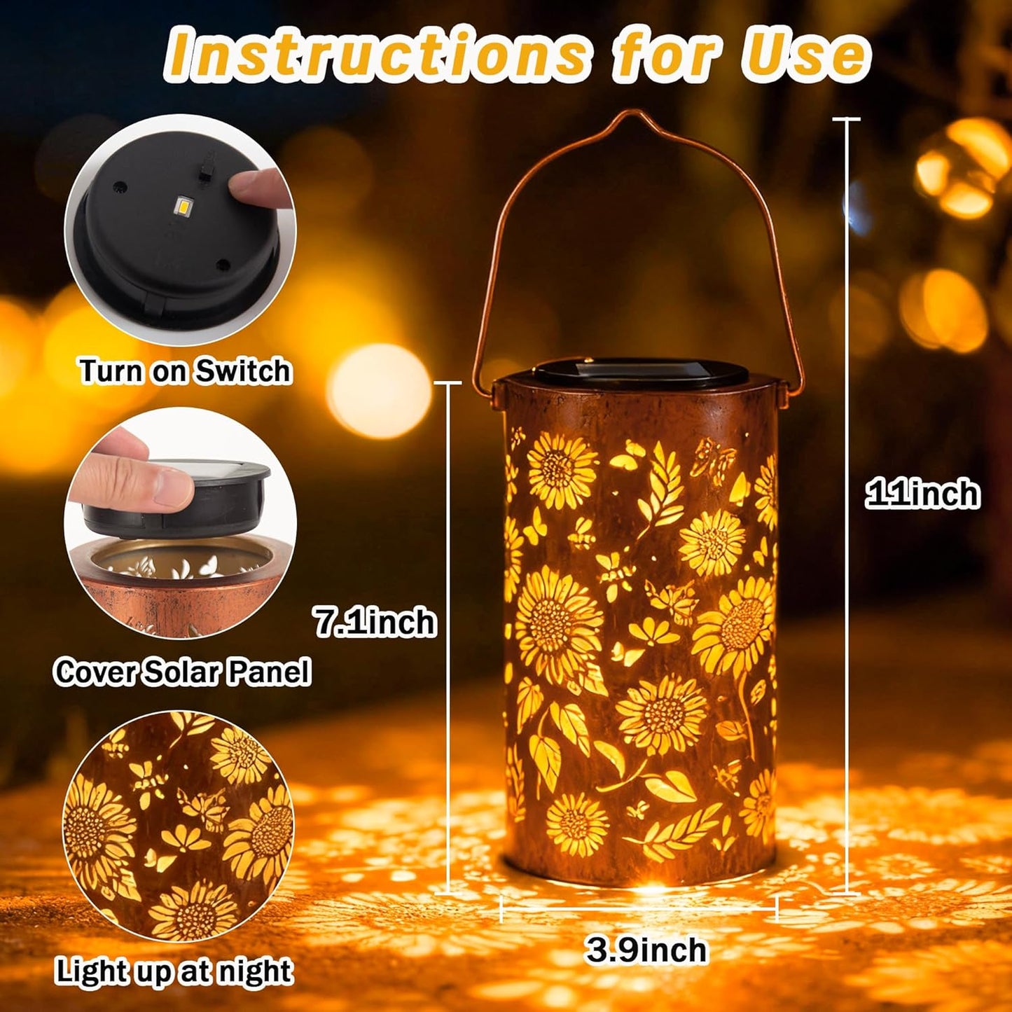 Birthday Gifts for Women Mom Grandma, Sunflower Solar Lanterns Outdoor