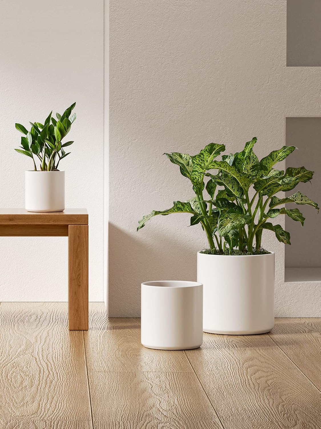 LE TAUCI Ceramic Pots for Plants, 10/8/6 Inch Indoor Planters with Dra