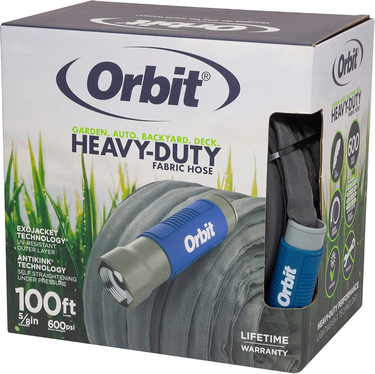Orbit 33180 ExoJacket Fabric Garden Hose - Heavy-Duty Water Hose (100-
