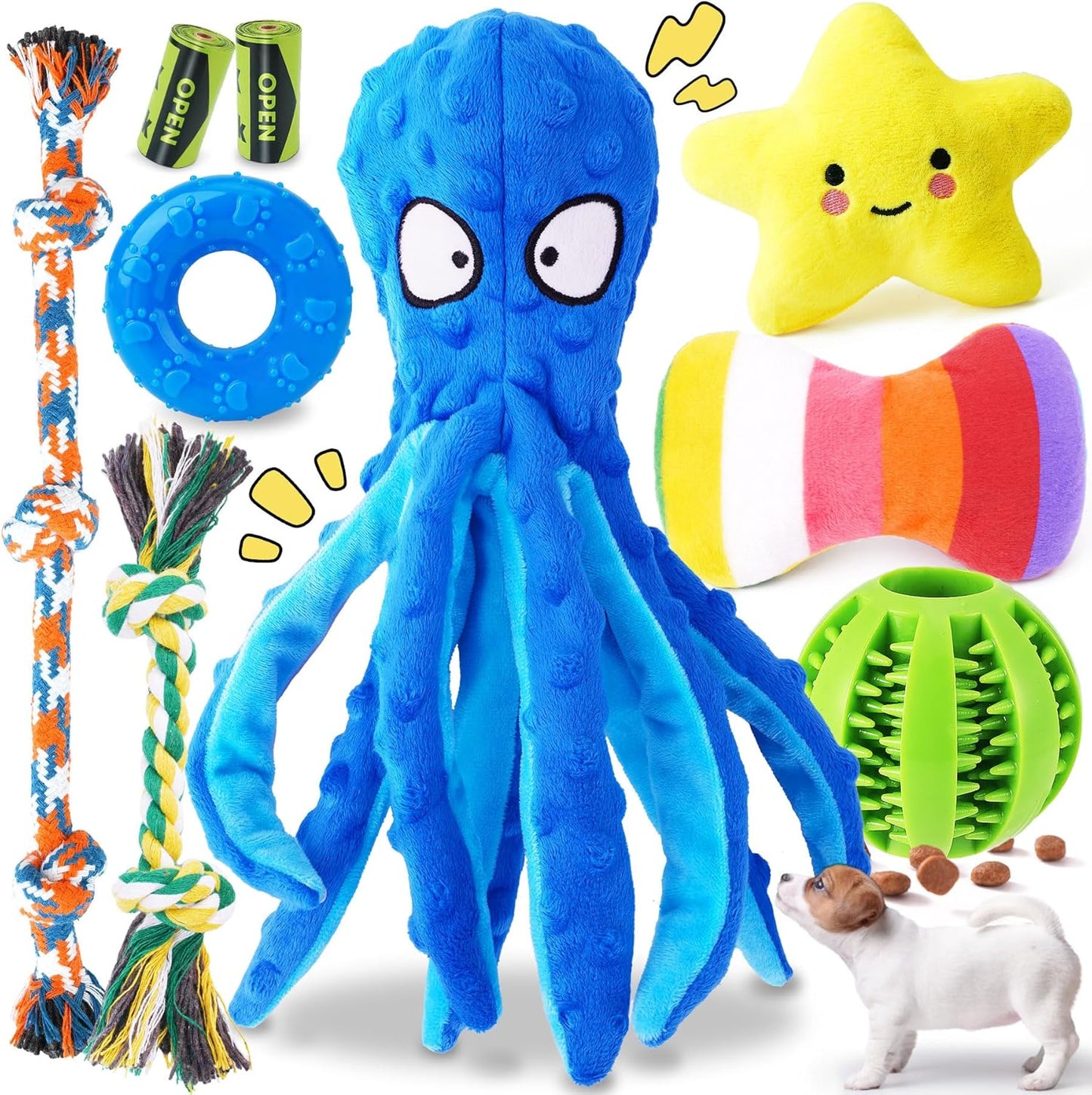 KIPRITII 9-Pack Interactive Puppy Dog Toys for Small Dogs No-Stuffing 