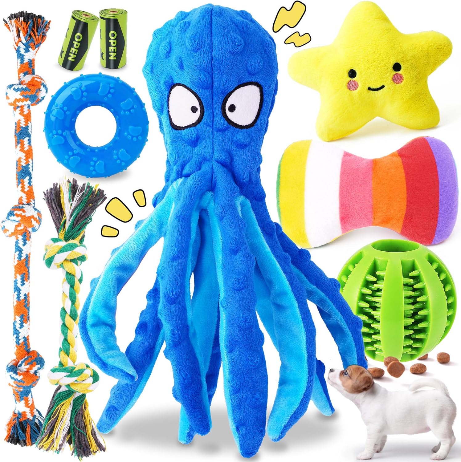 KIPRITII 9-Pack Interactive Puppy Dog Toys for Small Dogs No-Stuffing 