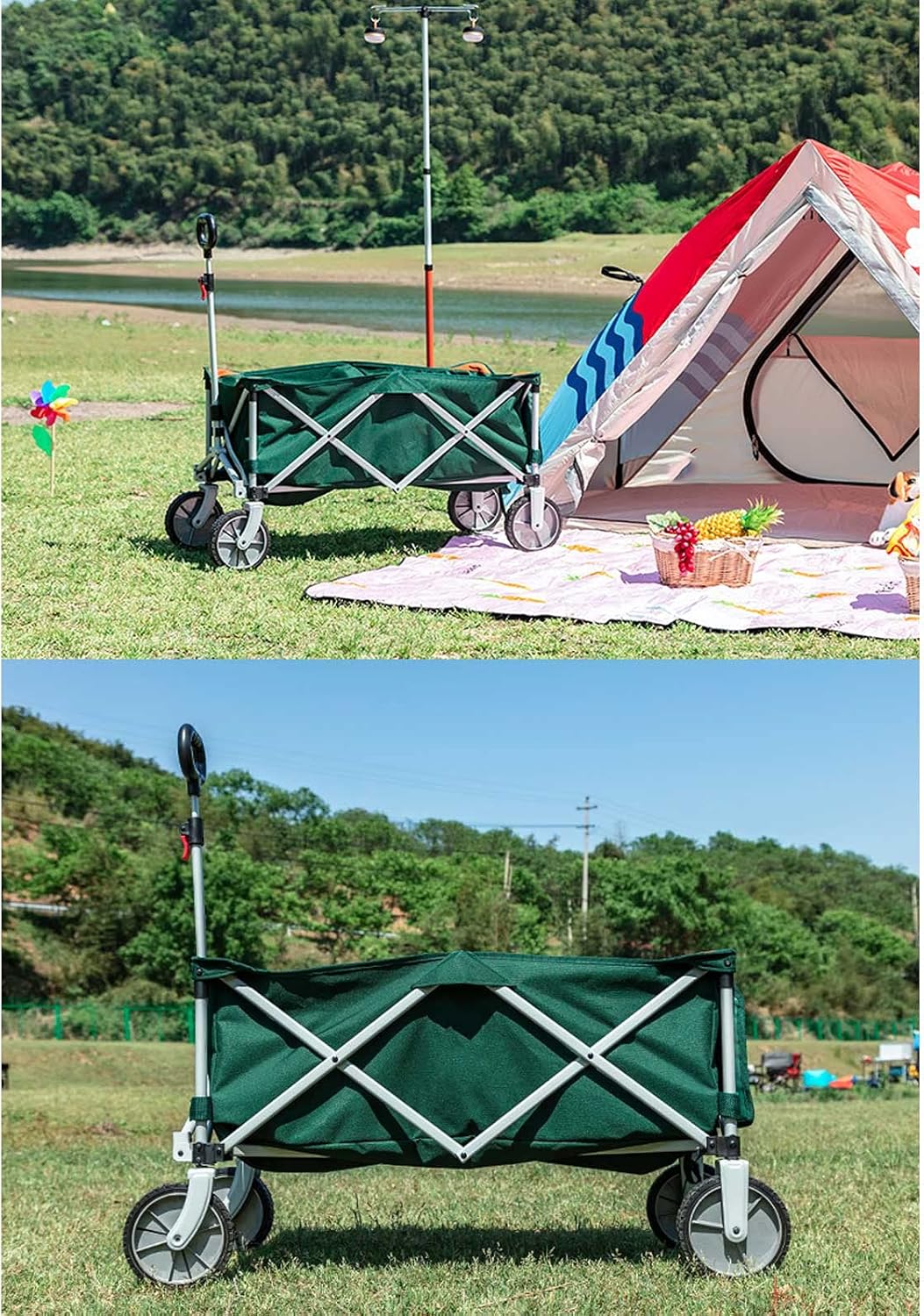 Outdoor Foldable Garden Cart Heavy-Duty Portable Foldable Wagon Cart All-Terrain lfoldable Wagon Cart Suitable for Courtyards Beaches Camping and Shopping