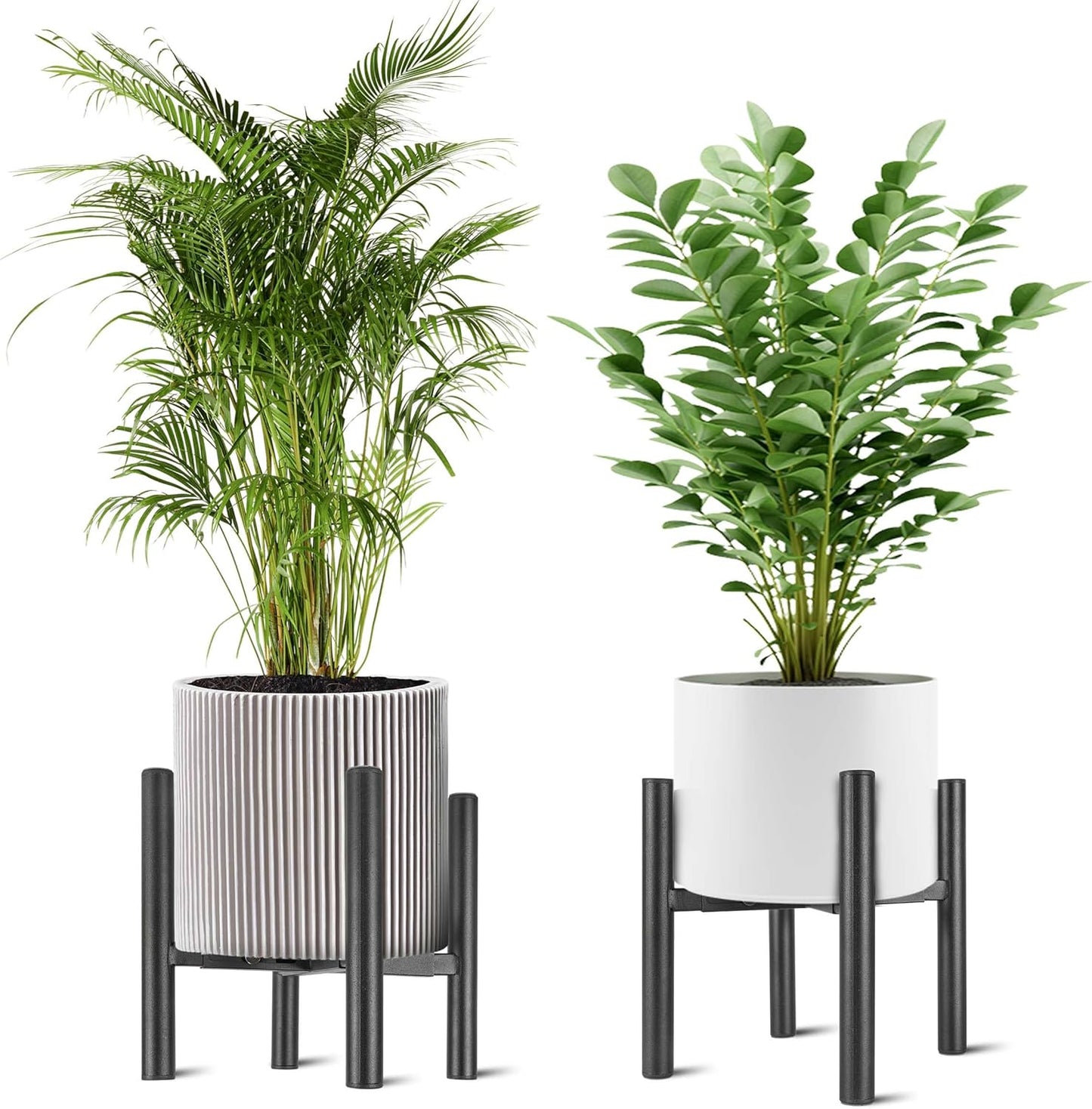 2PCS Adjustable Metal Plant Stand Black, Fits 8-13 Inch Heavy Duty Flo