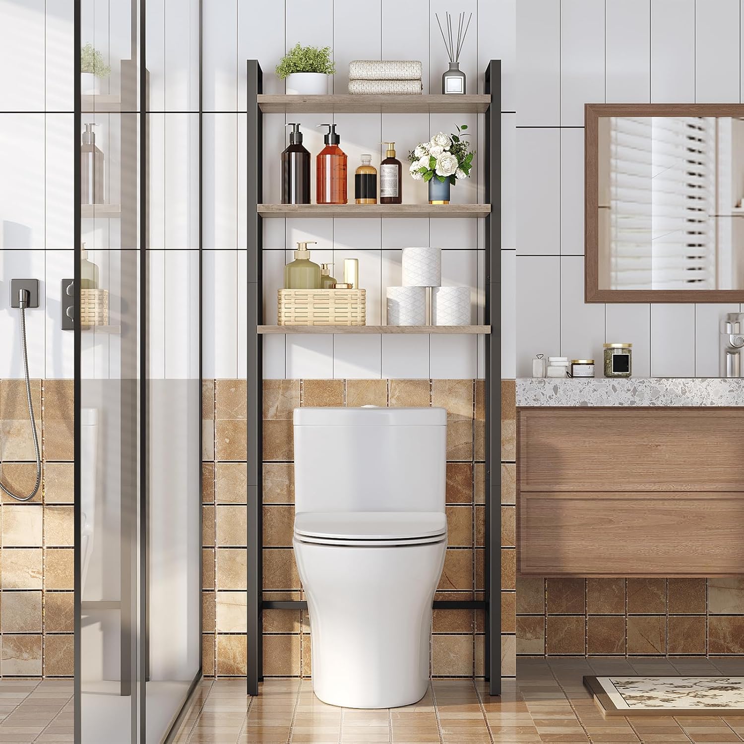 HOOBRO Over The Toilet Storage, 3-Tier Bathroom Organizer Shelf Over T