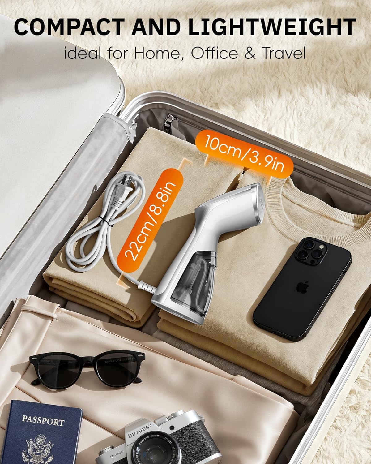 OGHom Portable Travel Handheld Steamer for Clothes, Garment Wrinkle Re