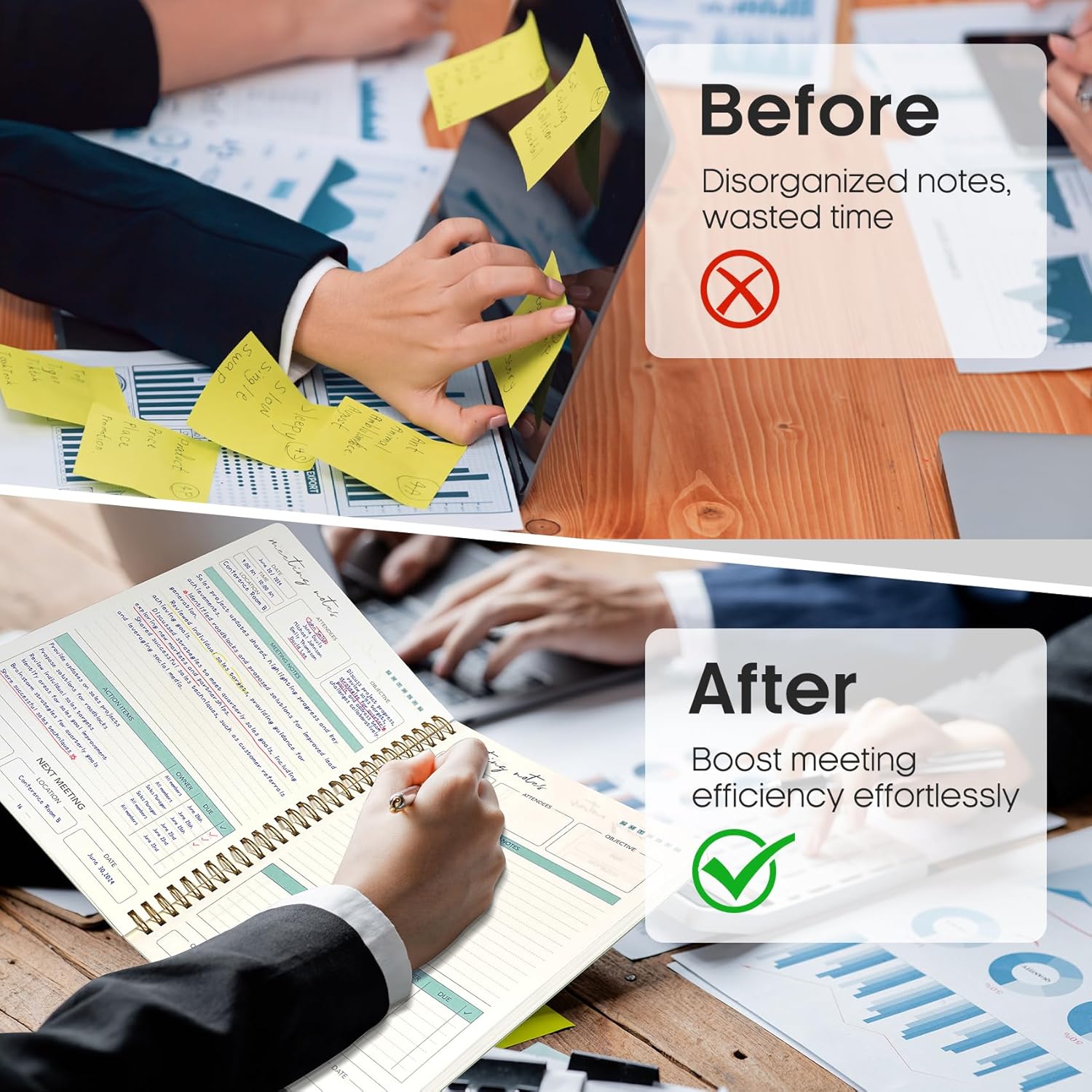 Meeting Notebook for Work Organization - Work notebook with action ite
