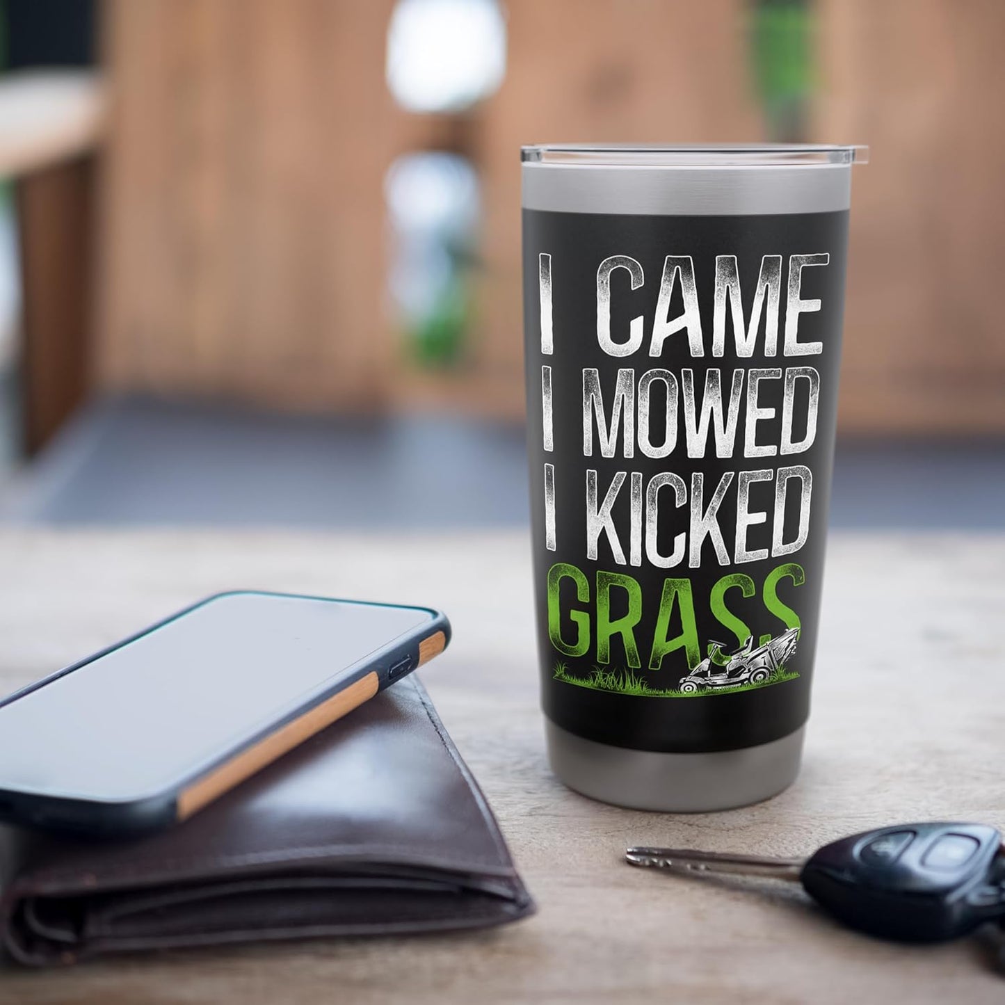 Lawn Mower Mowing Dad Father Landscaper Vintage I Came I Stainless Steel Insulated Tumbler