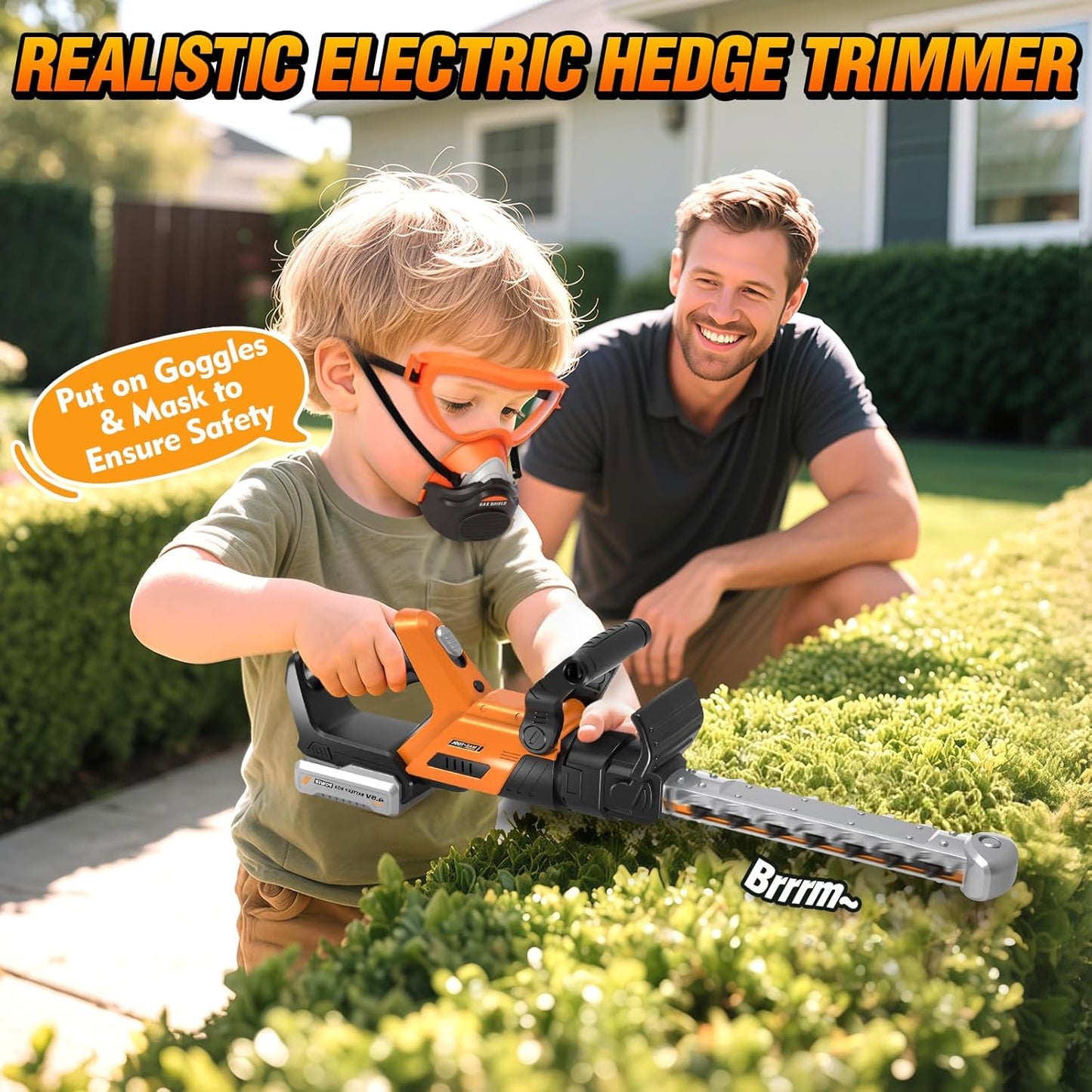 3-IN-1 Kids Garden Tools with Lights and Sounds, Weed Wacker Toy, Leaf