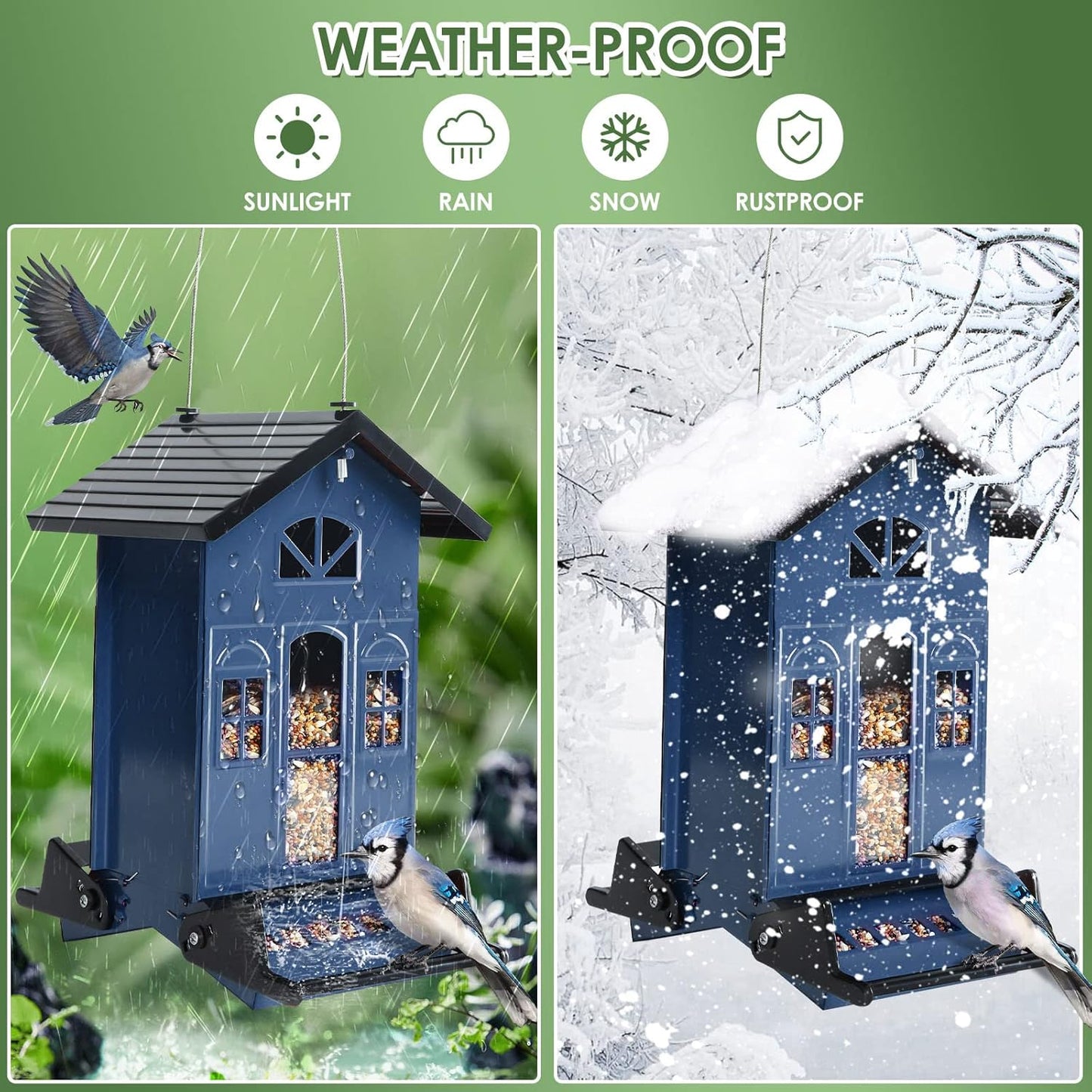 Birdkiss Bird Feeder Squirrel-Proof Outside: Country House Series for 