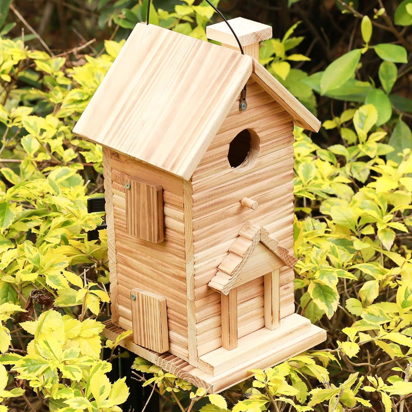 STARSWR Bird House,Outdoor Bird Houses for Outside Clearance,2 Hole Wooden BlueBirdHouse Finch Cardinals Hanging Birdhouse 2 Rooms Nesting Box for Wild Bird Viewing
