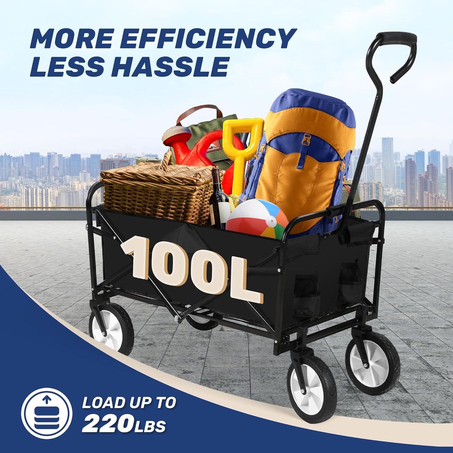 YSSOA Rolling Folding & Rolling Collapsible Garden Cart, Outdoor Campi