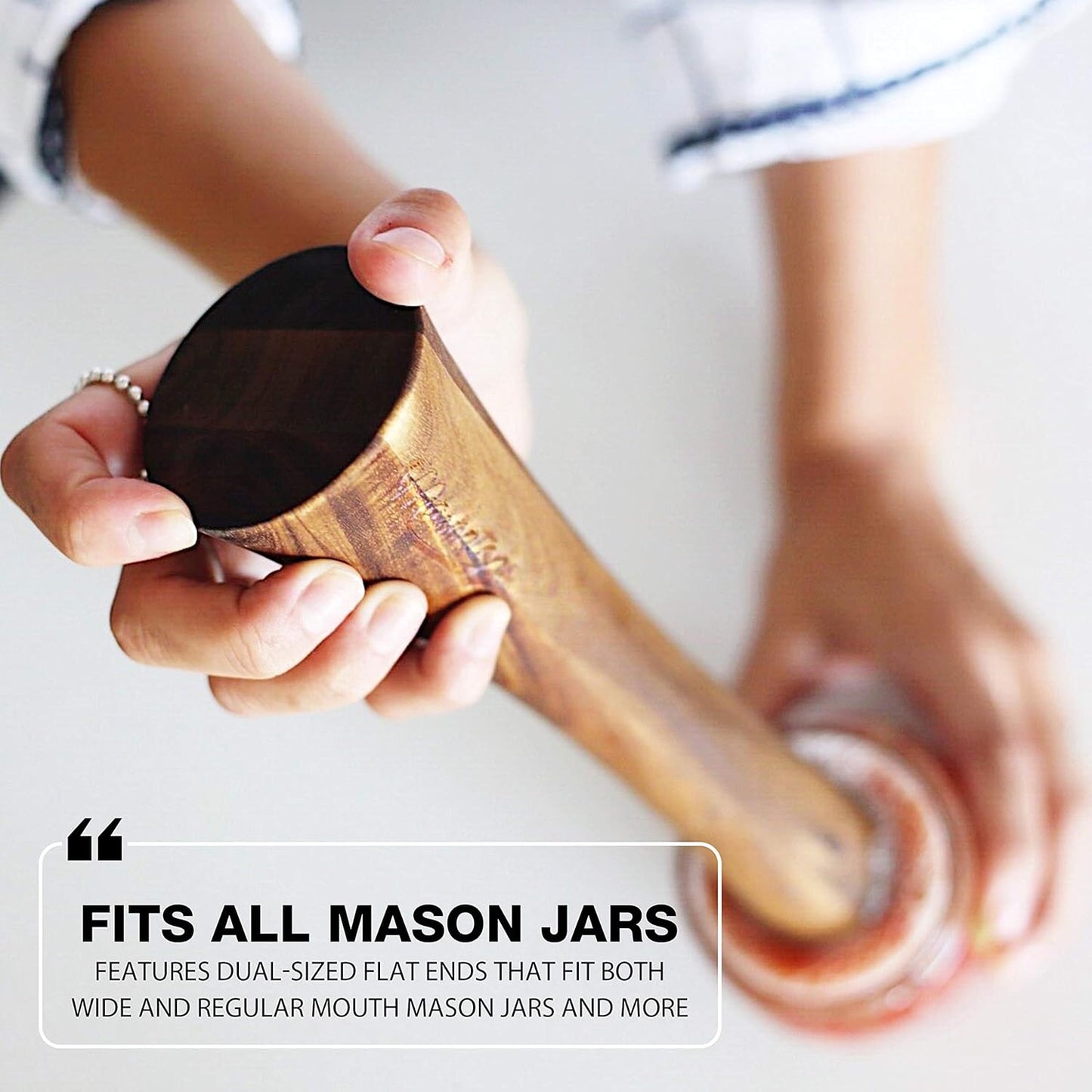 Masontops Pickle Packer - Acacia Wood Vegetable Fermentation Tamper - Cabbage Sauerkraut Pounder - Fermenting Food Tool