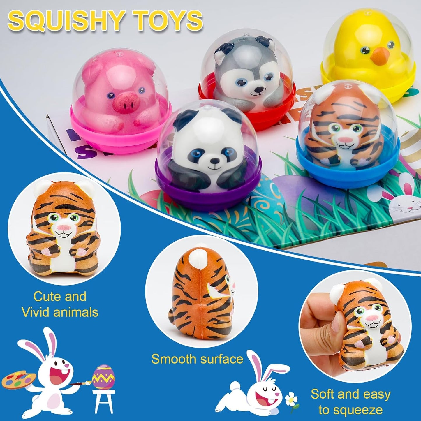 30 Packs Party Favors Slow Rising Stress Relief Squishies for Kids, Easter Basket Stuffers Treasure Box Toys, Kids Classroom Prizes,Claw Machine Toys,Mini Animal Toys