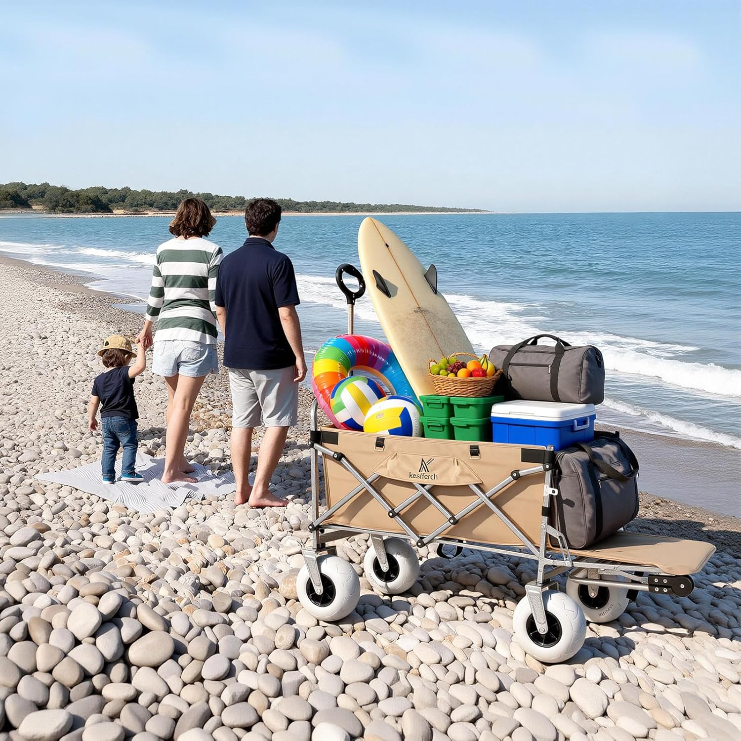 Beach Wagon with Big Wheels for Sand – 10" Balloon Tires & 450lb Heavy