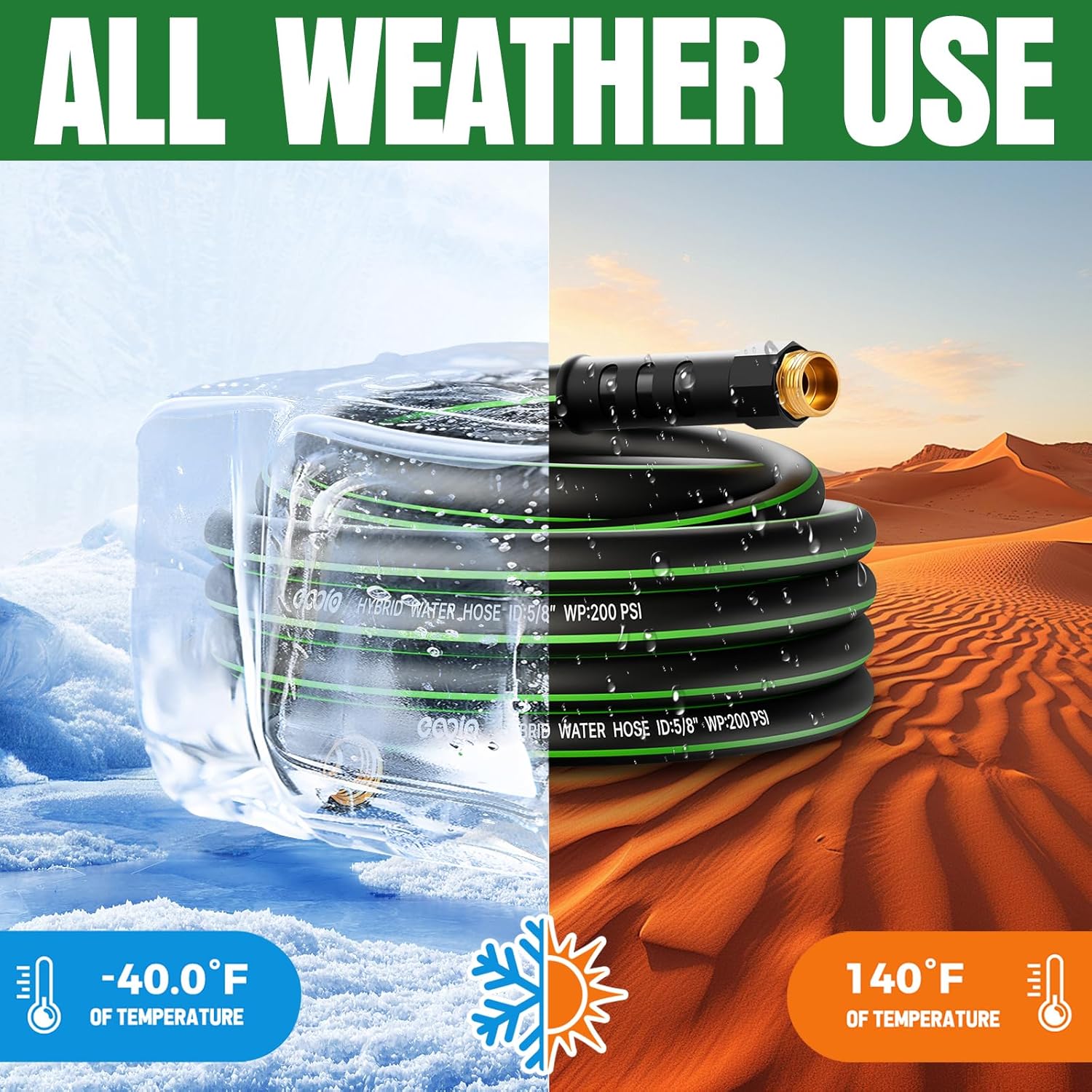 Heavy Duty Garden Hose 25ft, NON-EXPANDABLE Flexible Water Hose, Kink 