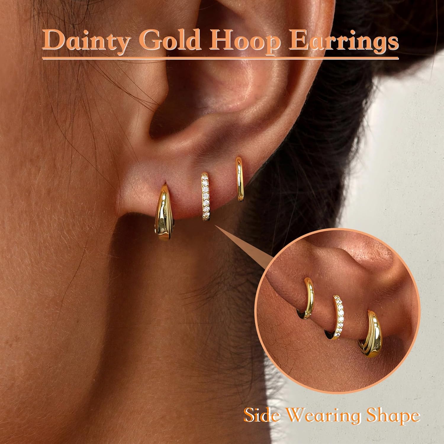 Small Sterling Silver Huggie Hoop Earrings Set for Women, Hypoallergen