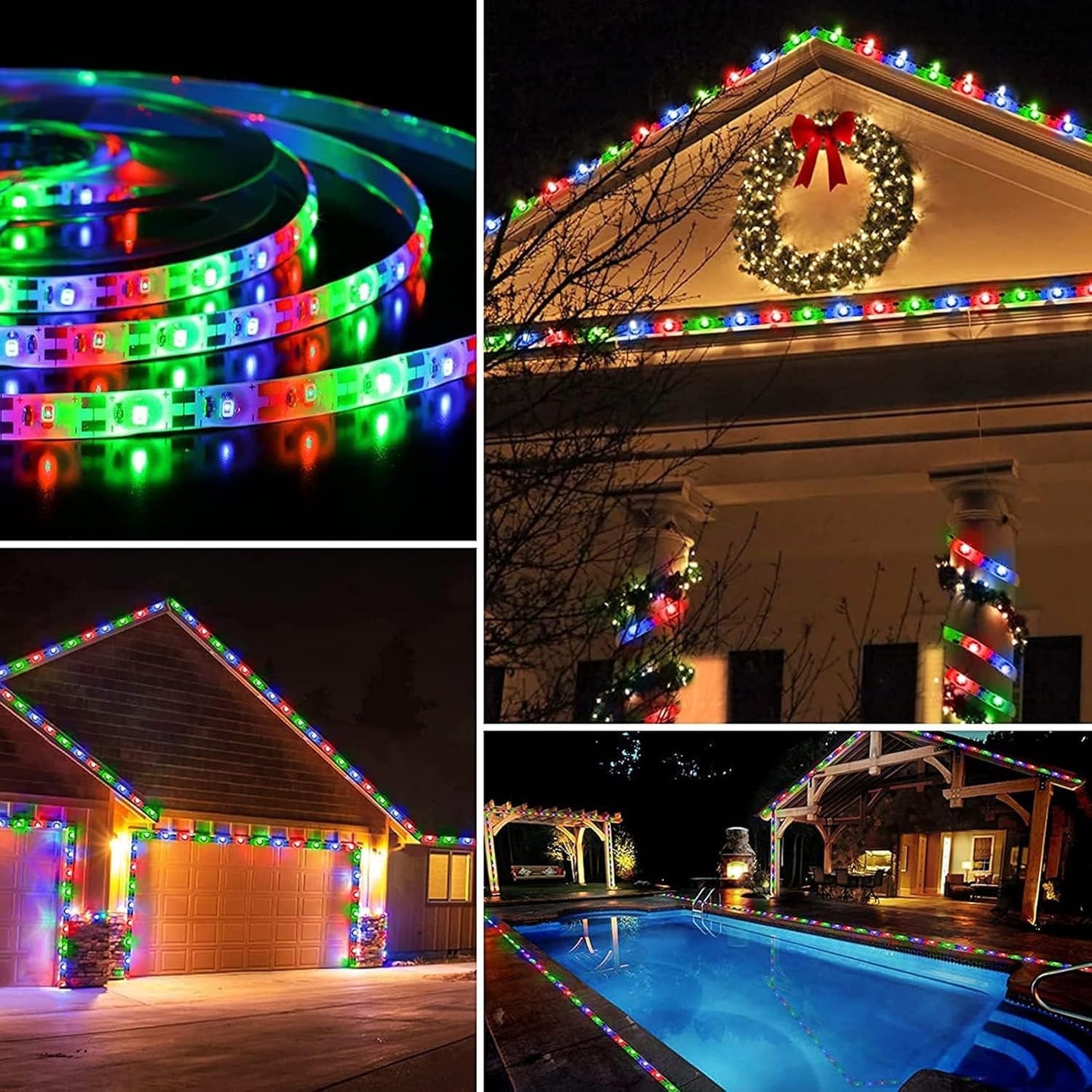 Solar Strip Lights Outdoor 5M Waterproof, 150LED Flexible Solar LED Strip with Remote, 8 Modes Timer, IP65 for Stairs, Fence, Patio, Courtyard, Christmas Decor (Colorful)