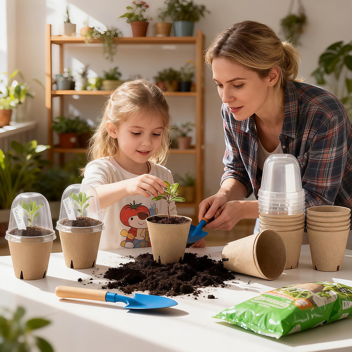 50 Set 3.15 Inch Peat Pots Plant Starters for Seedling with Humidity D