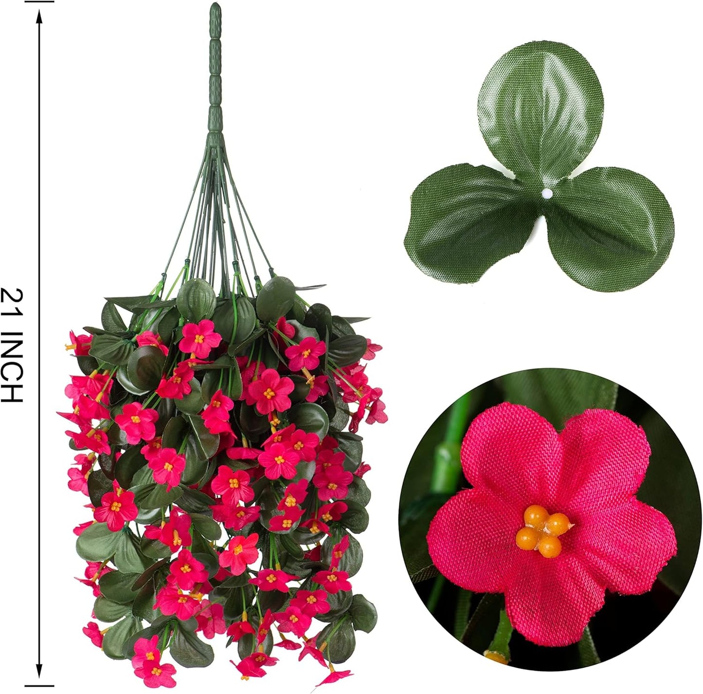 Artificial Flowers for Outdoor Decoration, 2 PCS Fake Silk Hotpink Daisy, Long VinesOrchid, UV Resistant Faux Flower Realistic for Home Porch Patio Balcony Window Planter Pot