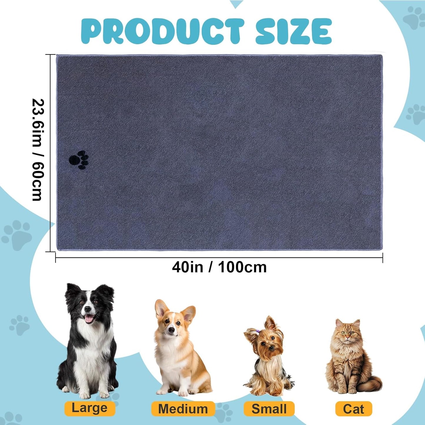 Microfiber Dog Towels for Drying Dogs,40'' X 23.6'', Super Absorbent a